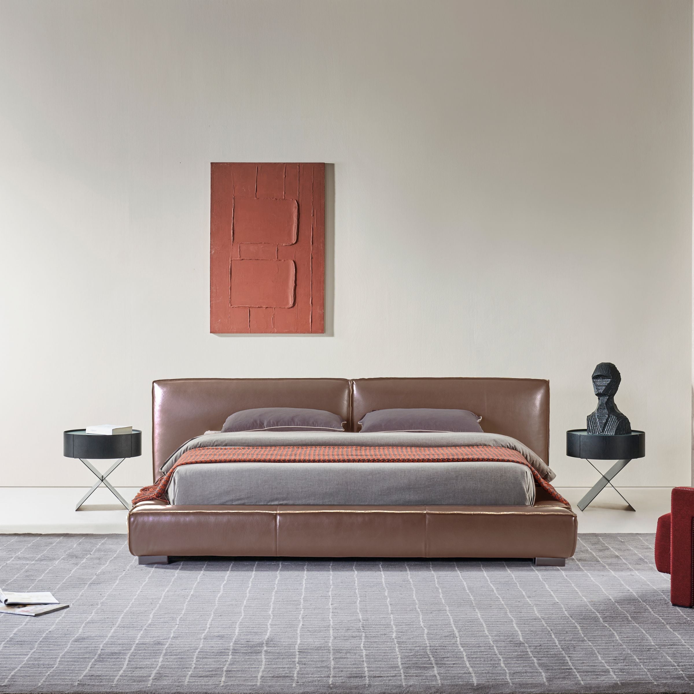New Melano Bed Wooden Frame Full Leather B023 - Bedsteads - ebarza Furniture UAE | Shop Modern Furniture in Abu Dhabi & Dubai - مفروشات ايبازرا في الامارات | تسوق اثاث عصري وديكورات مميزة في دبي وابوظبي