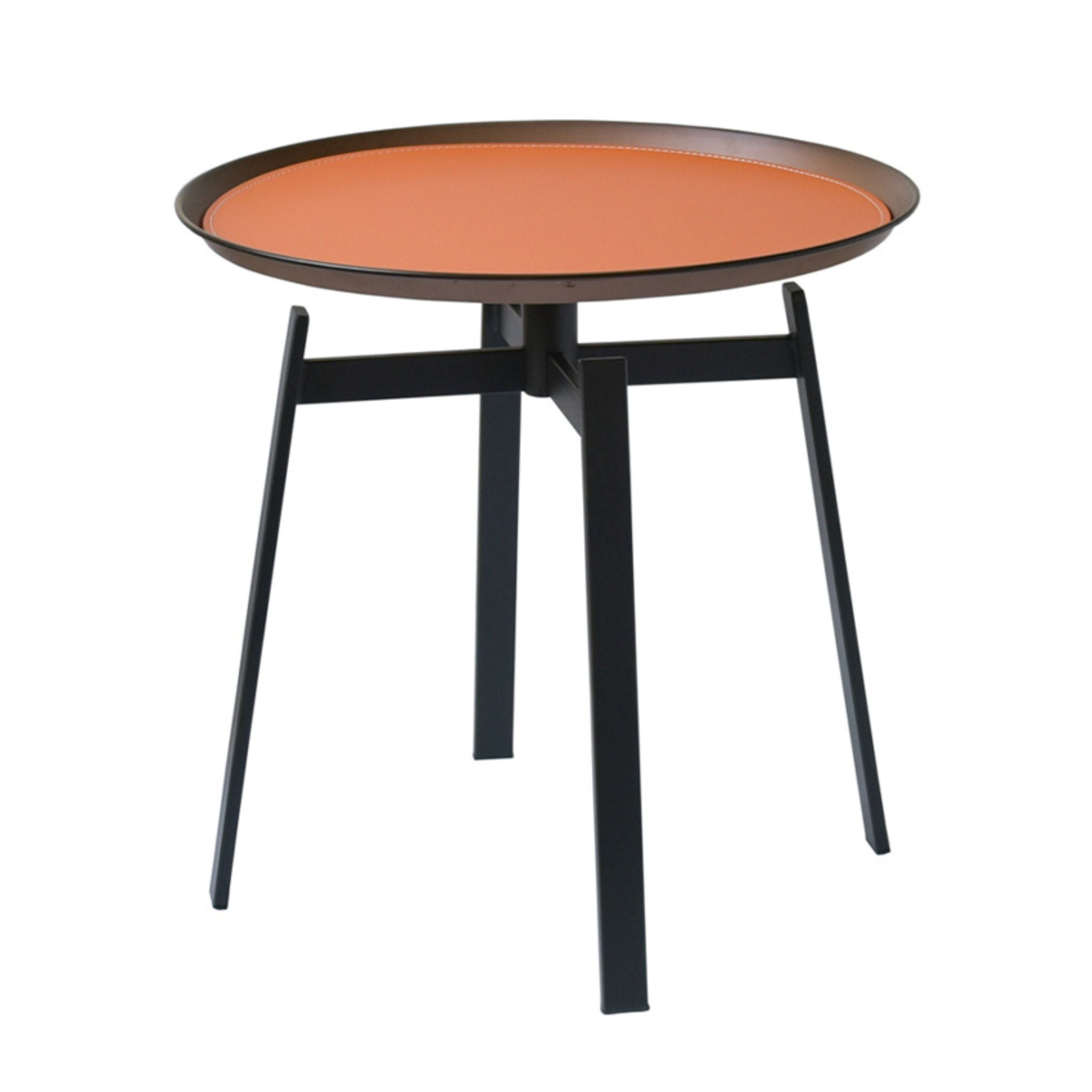 Mycroft Bronze Saddle Leather Side Table 53 cm MLL-D20 - Side Tables - ebarza Furniture UAE | Shop Modern Furniture in Abu Dhabi & Dubai - مفروشات ايبازرا في الامارات | تسوق اثاث عصري وديكورات مميزة في دبي وابوظبي