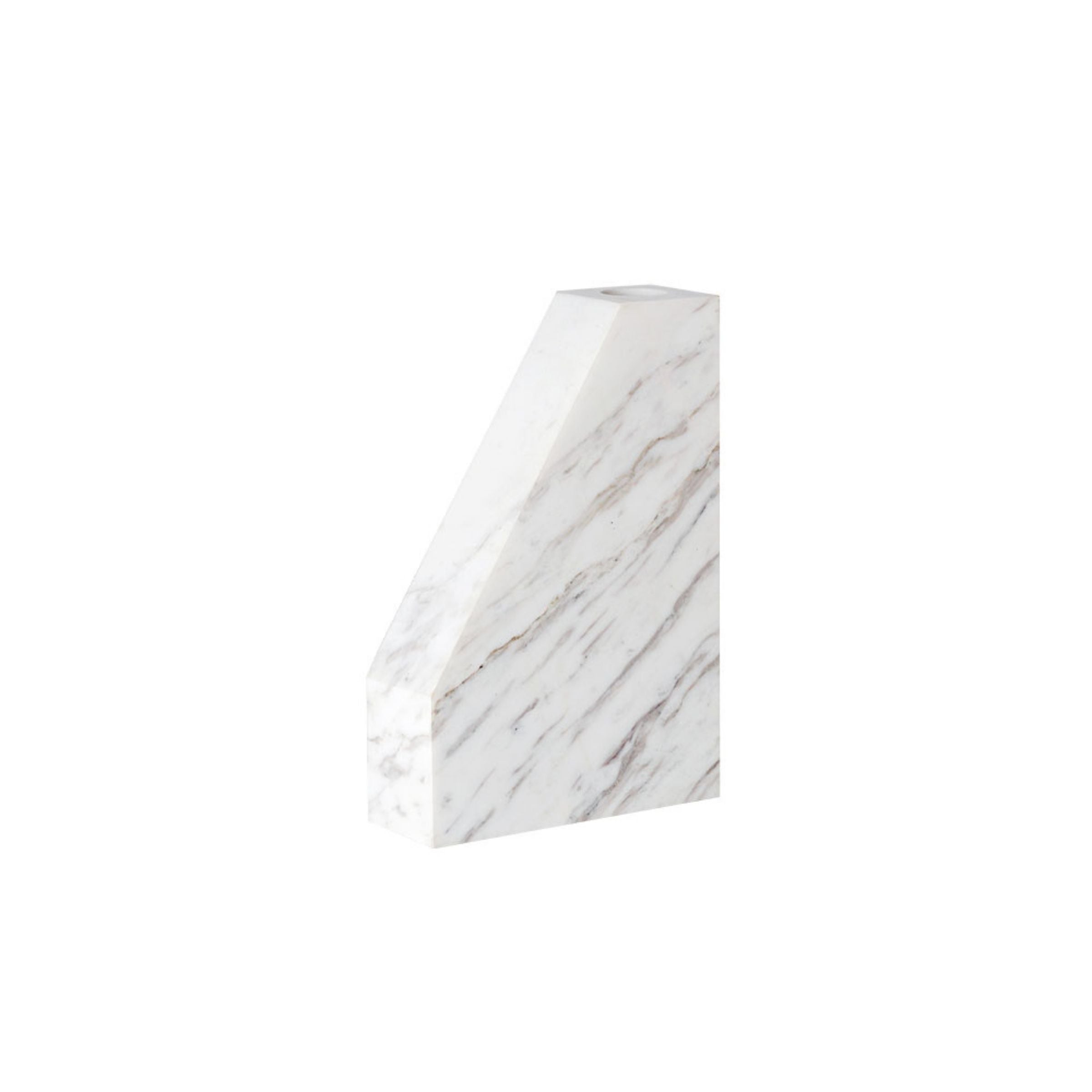 Jazz White Marble Trapezoidal Flower Arrangement (High Style) VSB880 - Vases - ebarza Furniture UAE | Shop Modern Furniture in Abu Dhabi & Dubai - مفروشات ايبازرا في الامارات | تسوق اثاث عصري وديكورات مميزة في دبي وابوظبي