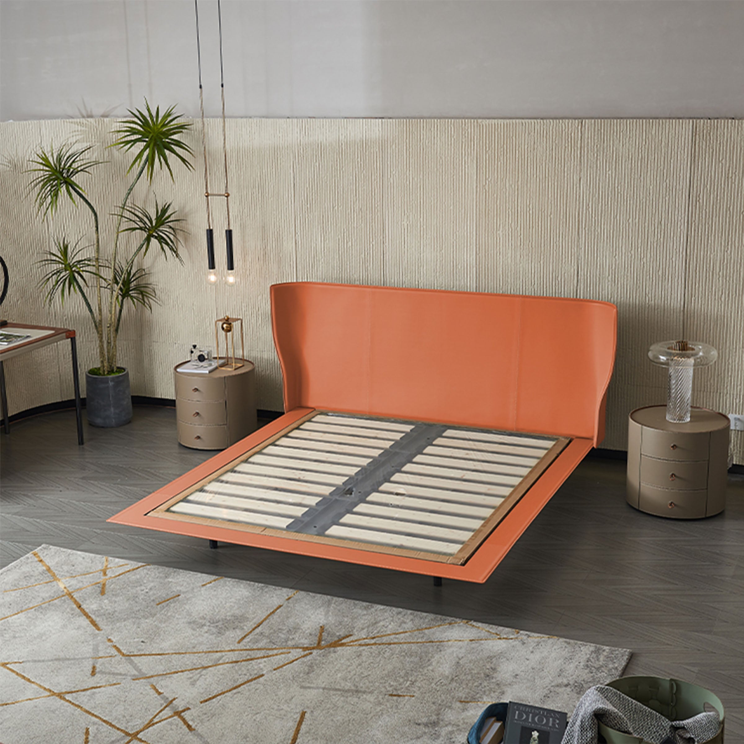 Verona Orange King Size Bed MLL-F13 - Bedsteads - ebarza Furniture UAE | Shop Modern Furniture in Abu Dhabi & Dubai - مفروشات ايبازرا في الامارات | تسوق اثاث عصري وديكورات مميزة في دبي وابوظبي