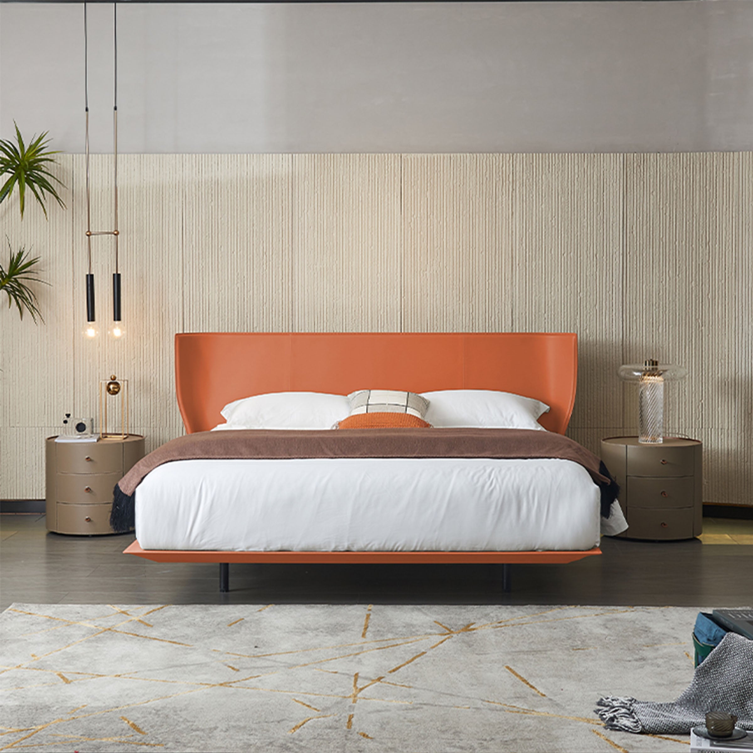Verona Orange King Size Bed MLL-F13 - Bedsteads - ebarza Furniture UAE | Shop Modern Furniture in Abu Dhabi & Dubai - مفروشات ايبازرا في الامارات | تسوق اثاث عصري وديكورات مميزة في دبي وابوظبي