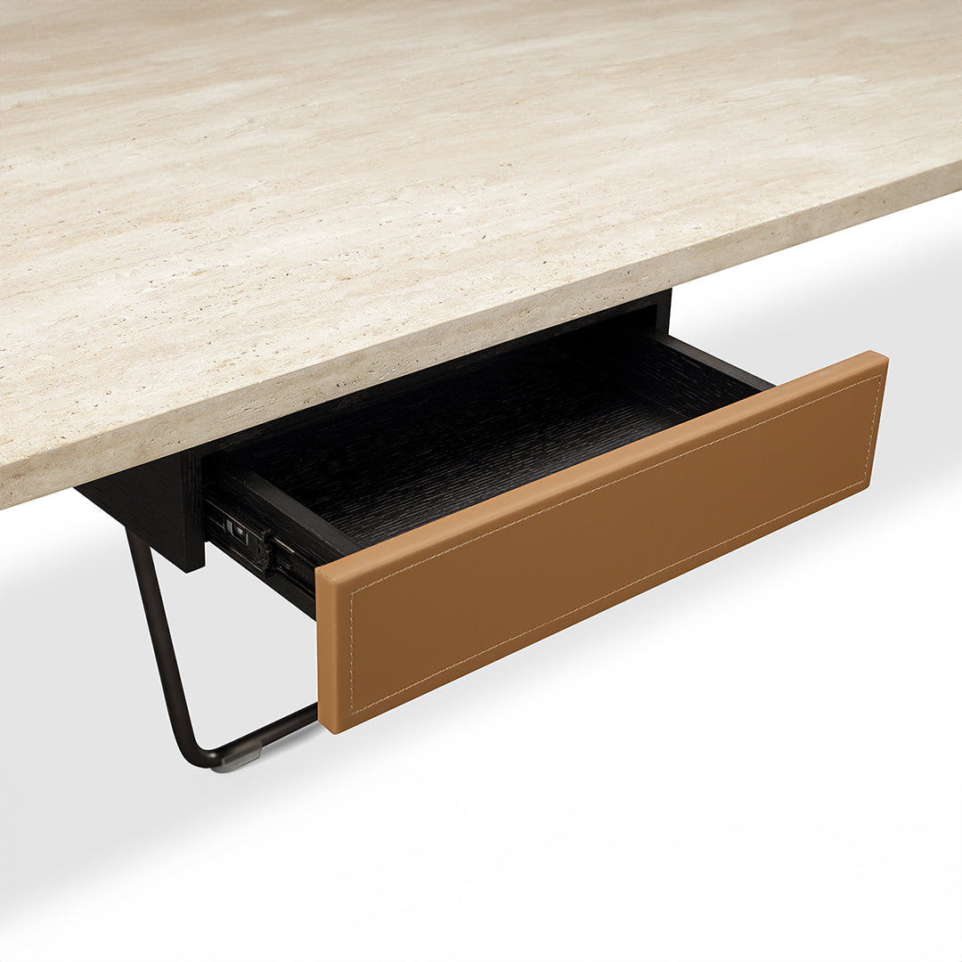 White Travertine Desk With Drawer T533-1(200CM) - Office Desks - ebarza Furniture UAE | Shop Modern Furniture in Abu Dhabi & Dubai - مفروشات ايبازرا في الامارات | تسوق اثاث عصري وديكورات مميزة في دبي وابوظبي