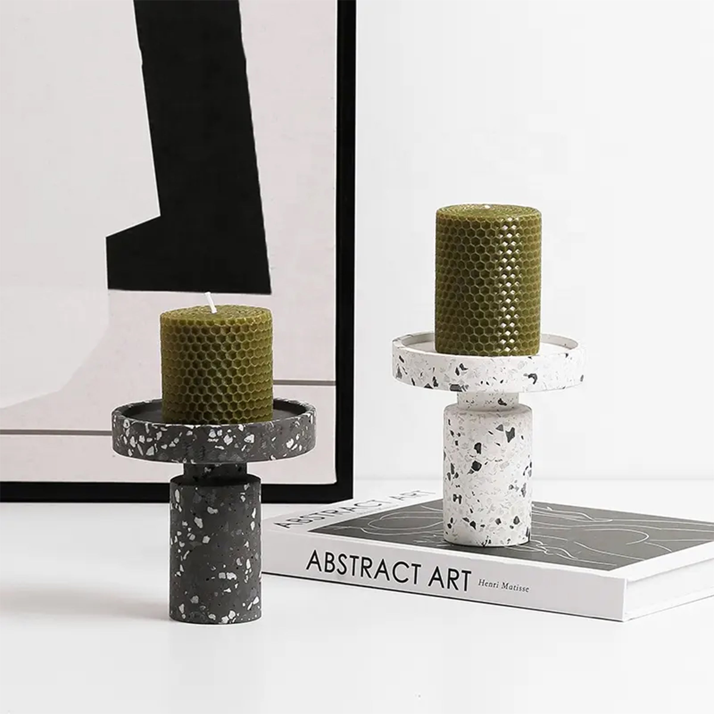 Black Terrazzo Candleholder FB-T2218B - Candle Holders - ebarza Furniture UAE | Shop Modern Furniture in Abu Dhabi & Dubai - مفروشات ايبازرا في الامارات | تسوق اثاث عصري وديكورات مميزة في دبي وابوظبي