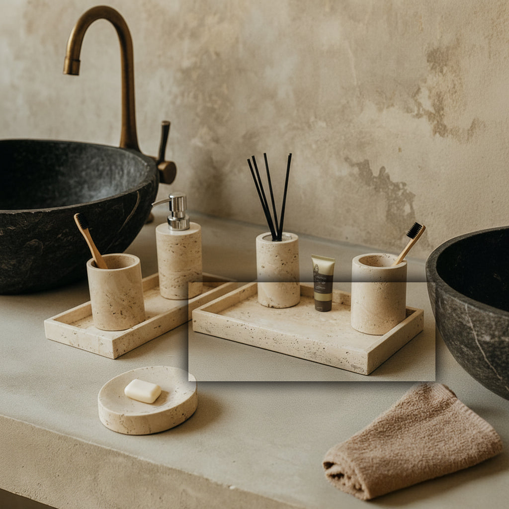 Yellow Travertine Large Tray RHD834 - Trays - ebarza Furniture UAE | Shop Modern Furniture in Abu Dhabi & Dubai - مفروشات ايبازرا في الامارات | تسوق اثاث عصري وديكورات مميزة في دبي وابوظبي