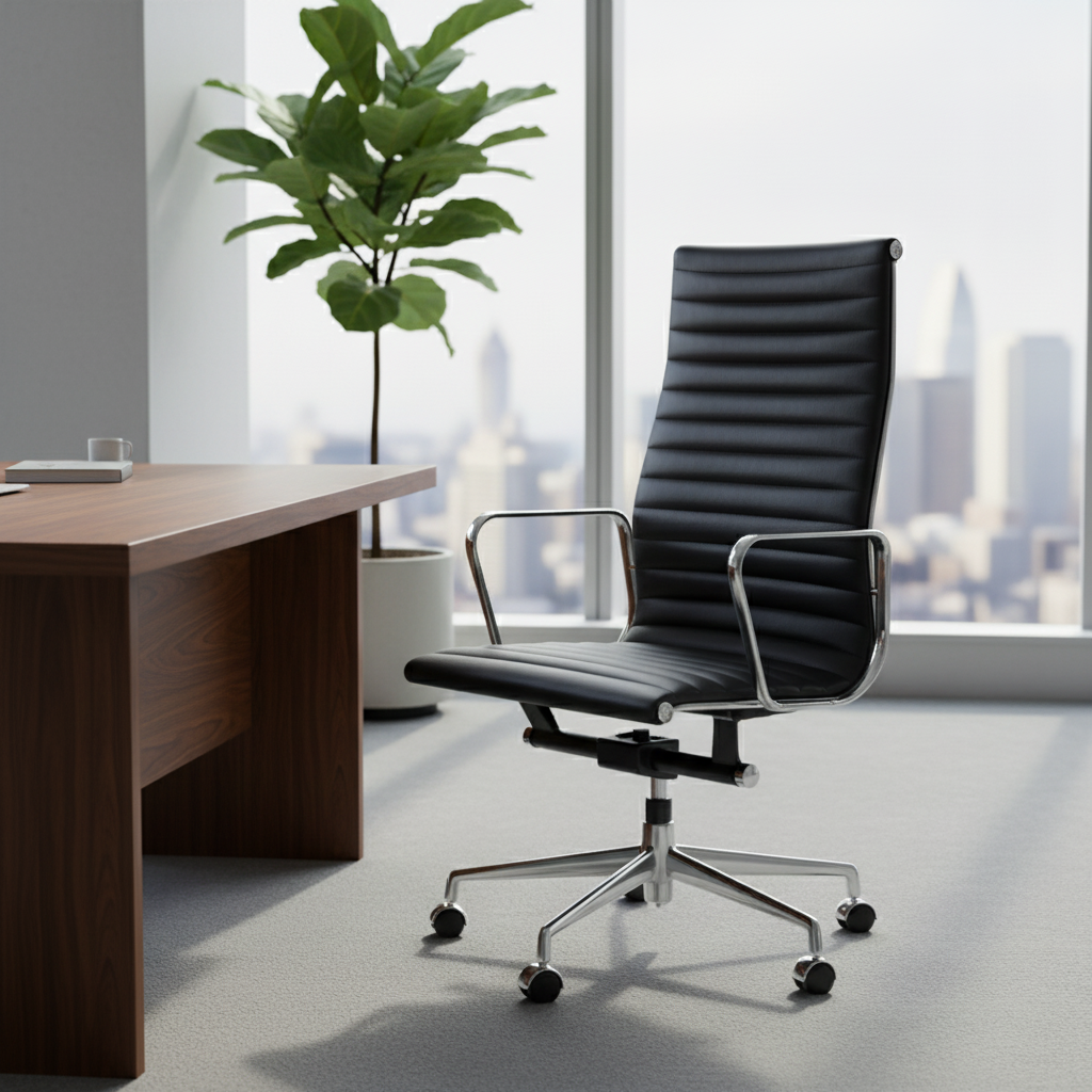 Classic Office Chair Genuine Leather Bp9606 - Office Chairs - ebarza Furniture UAE | Shop Modern Furniture in Abu Dhabi & Dubai - مفروشات ايبازرا في الامارات | تسوق اثاث عصري وديكورات مميزة في دبي وابوظبي