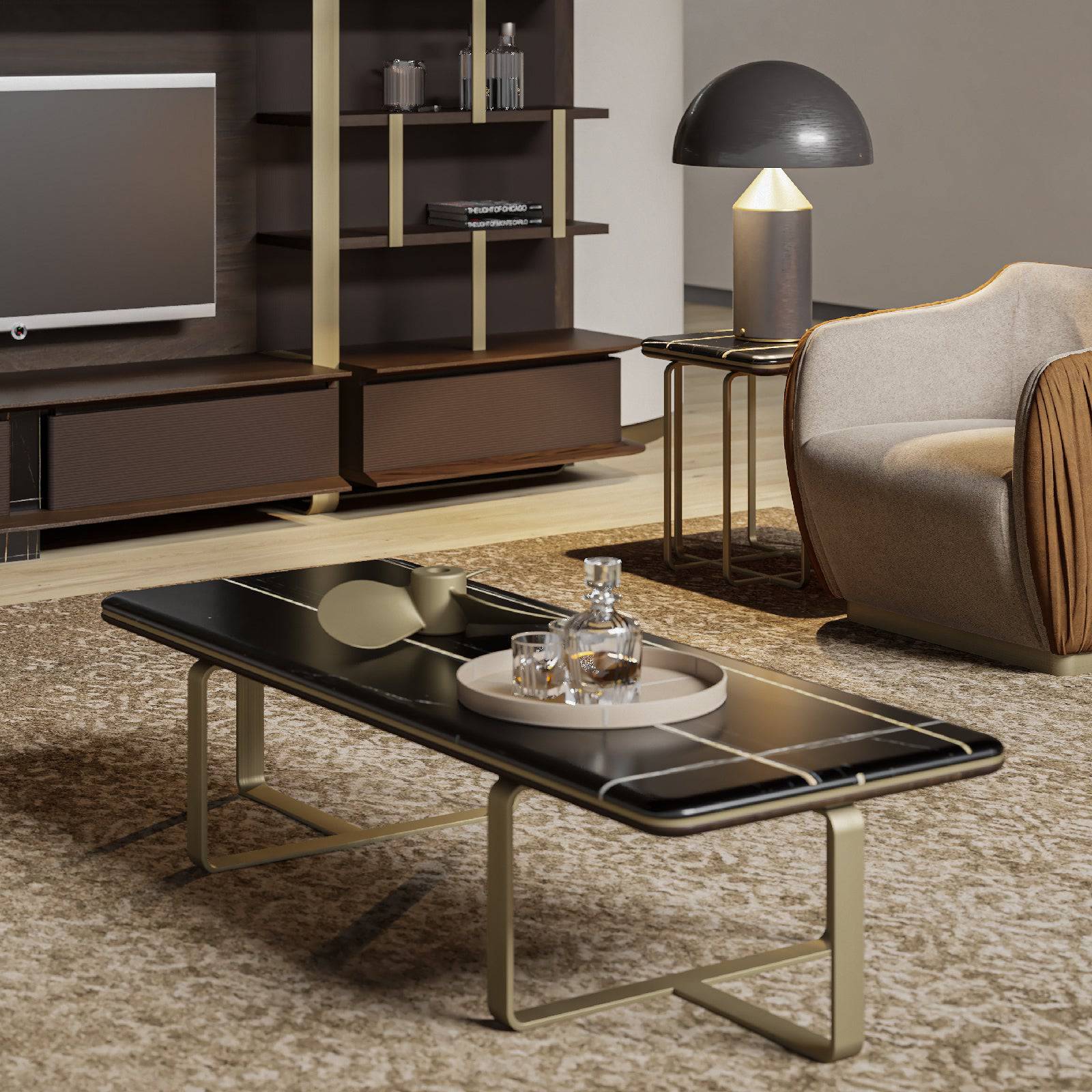 Amber Marble Center Table Ambrct-050 - Coffee Tables - ebarza Furniture UAE | Shop Modern Furniture in Abu Dhabi & Dubai - مفروشات ايبازرا في الامارات | تسوق اثاث عصري وديكورات مميزة في دبي وابوظبي