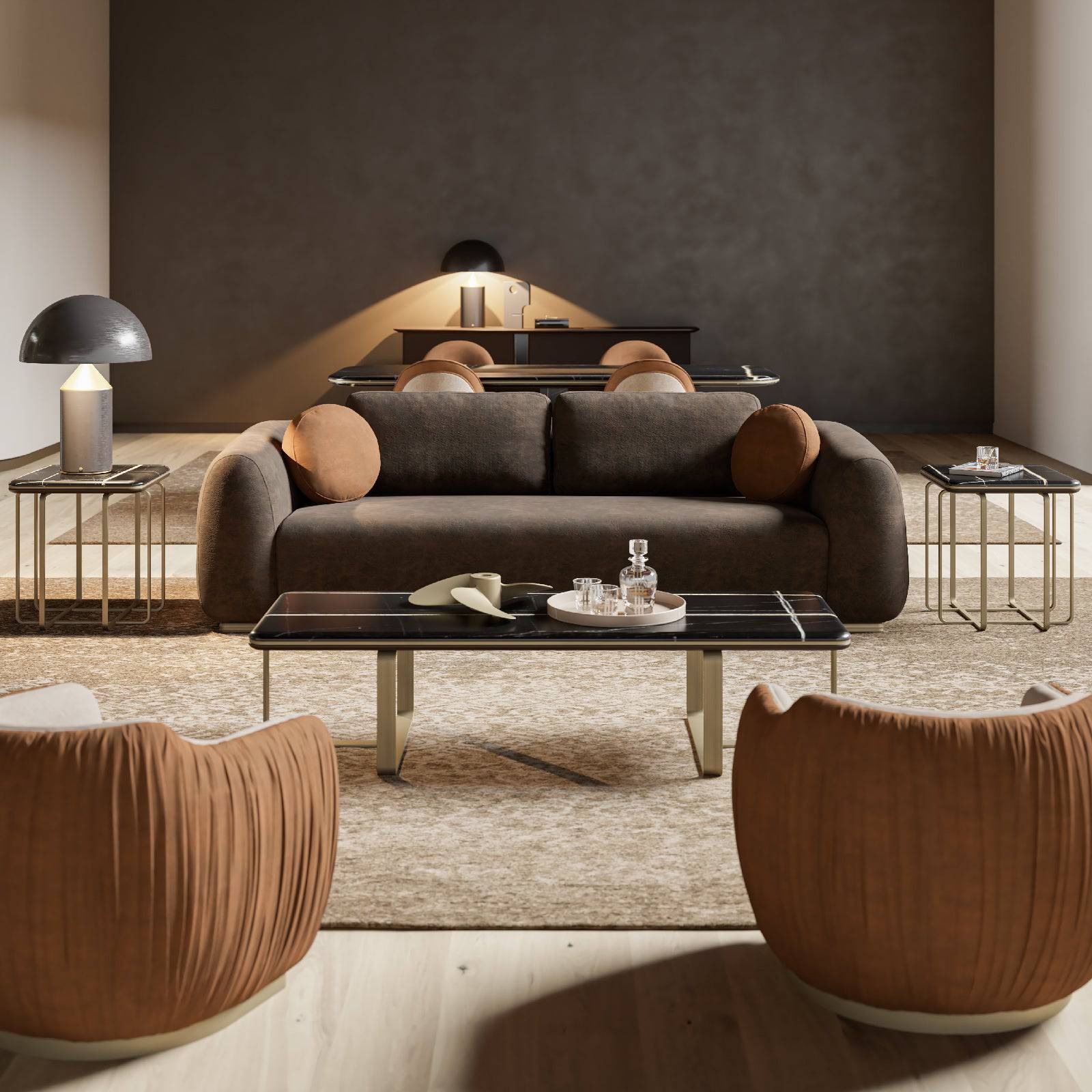 Amber Marble Side Table Ambrst-051 - Side Tables - ebarza Furniture UAE | Shop Modern Furniture in Abu Dhabi & Dubai - مفروشات ايبازرا في الامارات | تسوق اثاث عصري وديكورات مميزة في دبي وابوظبي