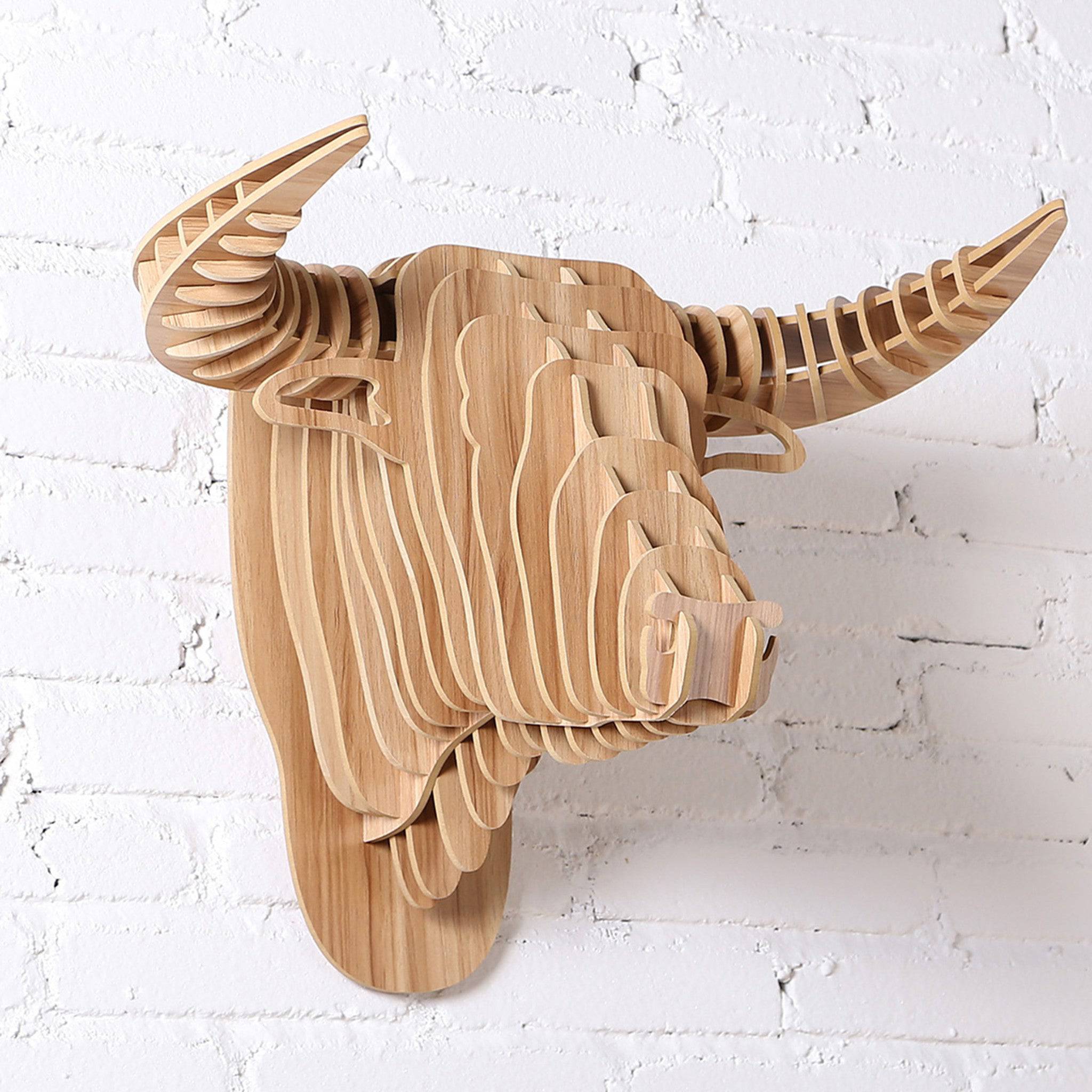 Art Home Bull Wall Decoration Wood Crafts (Large) Wdp014Xln - Shelves - ebarza Furniture UAE | Shop Modern Furniture in Abu Dhabi & Dubai - مفروشات ايبازرا في الامارات | تسوق اثاث عصري وديكورات مميزة في دبي وابوظبي