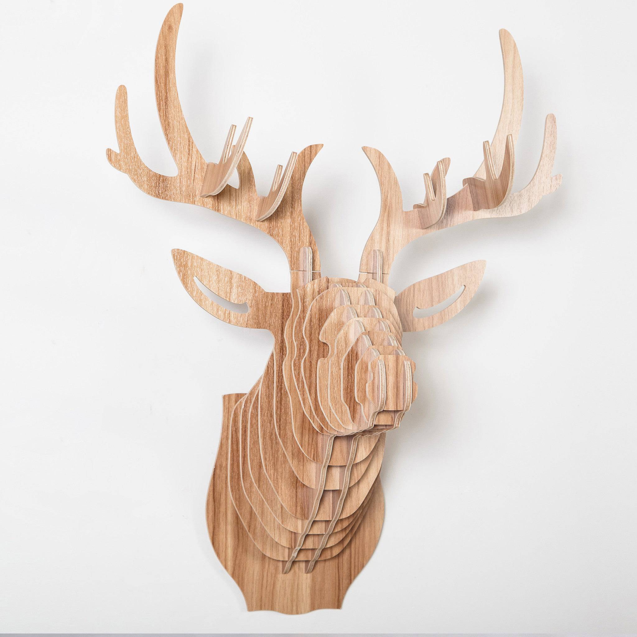 Art Home Deer Wall Decoration Wood Crafts (Large) Wdp001Ln - Shelves - ebarza Furniture UAE | Shop Modern Furniture in Abu Dhabi & Dubai - مفروشات ايبازرا في الامارات | تسوق اثاث عصري وديكورات مميزة في دبي وابوظبي