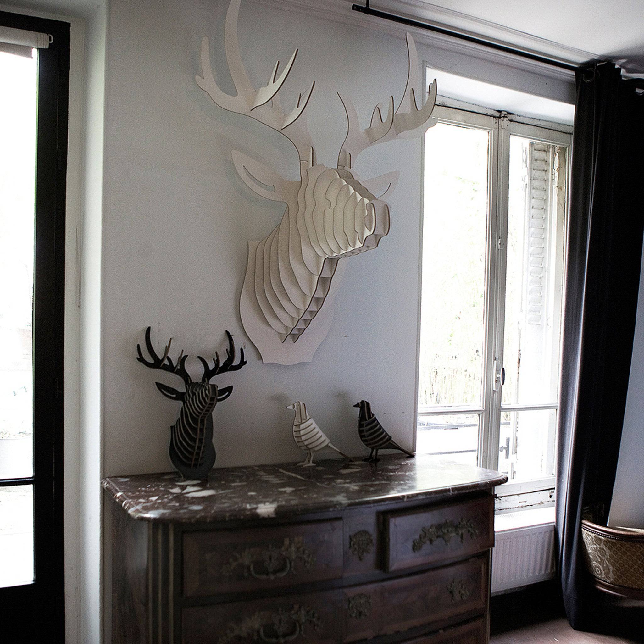 Art Home Deer Wall Decoration Wood Crafts (Large) Wdp001Ln - Shelves - ebarza Furniture UAE | Shop Modern Furniture in Abu Dhabi & Dubai - مفروشات ايبازرا في الامارات | تسوق اثاث عصري وديكورات مميزة في دبي وابوظبي