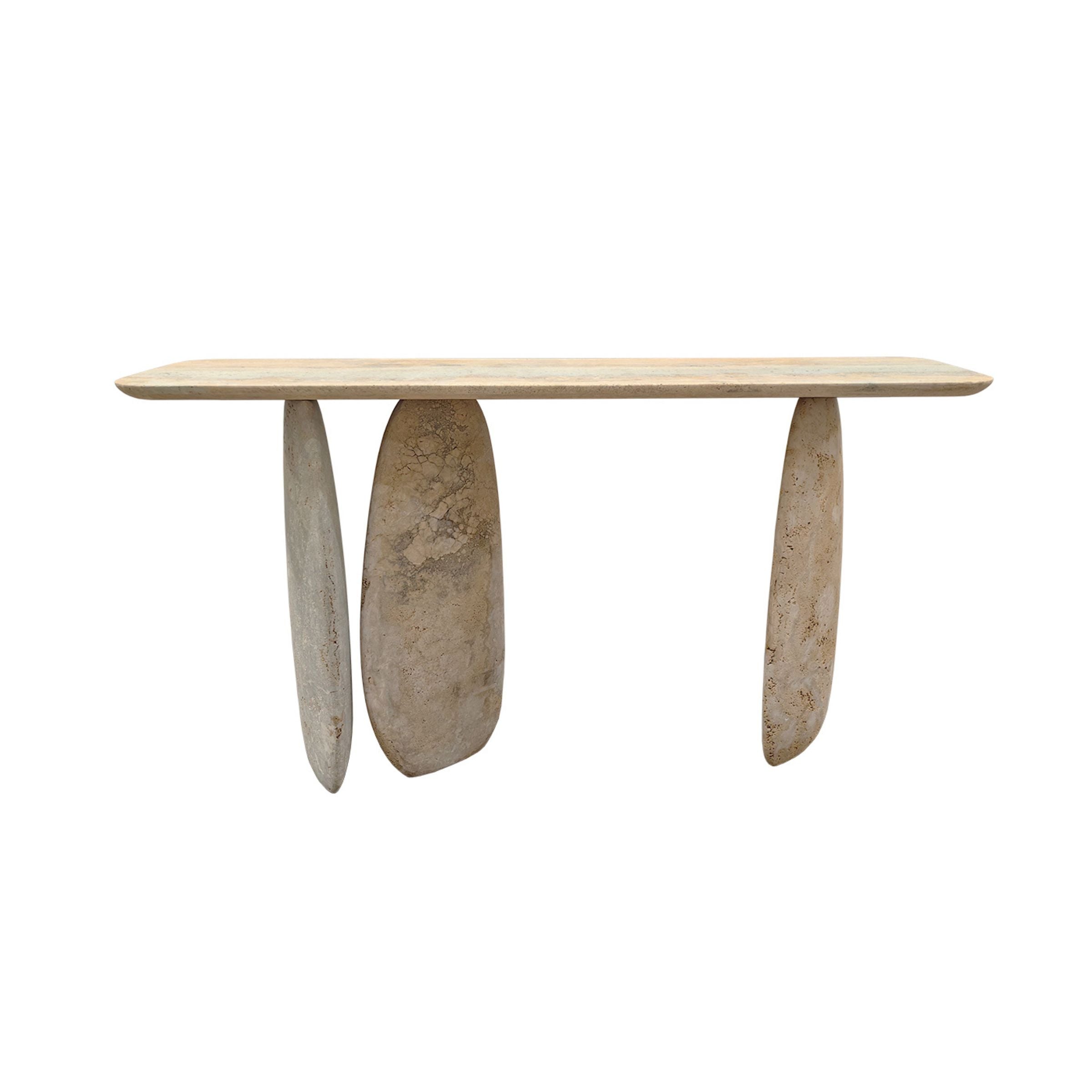 As Is - Lisbon Travertine Console Table - 495DTS-160cm - DISPLAY ITEM - ebarza Furniture UAE | Shop Modern Furniture in Abu Dhabi & Dubai - مفروشات ايبازرا في الامارات | تسوق اثاث عصري وديكورات مميزة في دبي وابوظبي