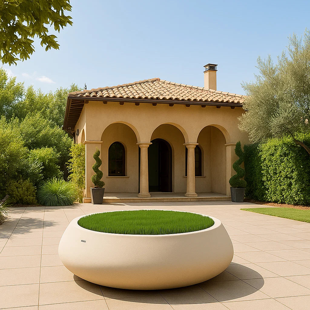 Indoor/Outdoor Beige Plant Pot D200cm XK-0001B-Beige - Planter Boxes - ebarza Furniture UAE | Shop Modern Furniture in Abu Dhabi & Dubai - مفروشات ايبازرا في الامارات | تسوق اثاث عصري وديكورات مميزة في دبي وابوظبي