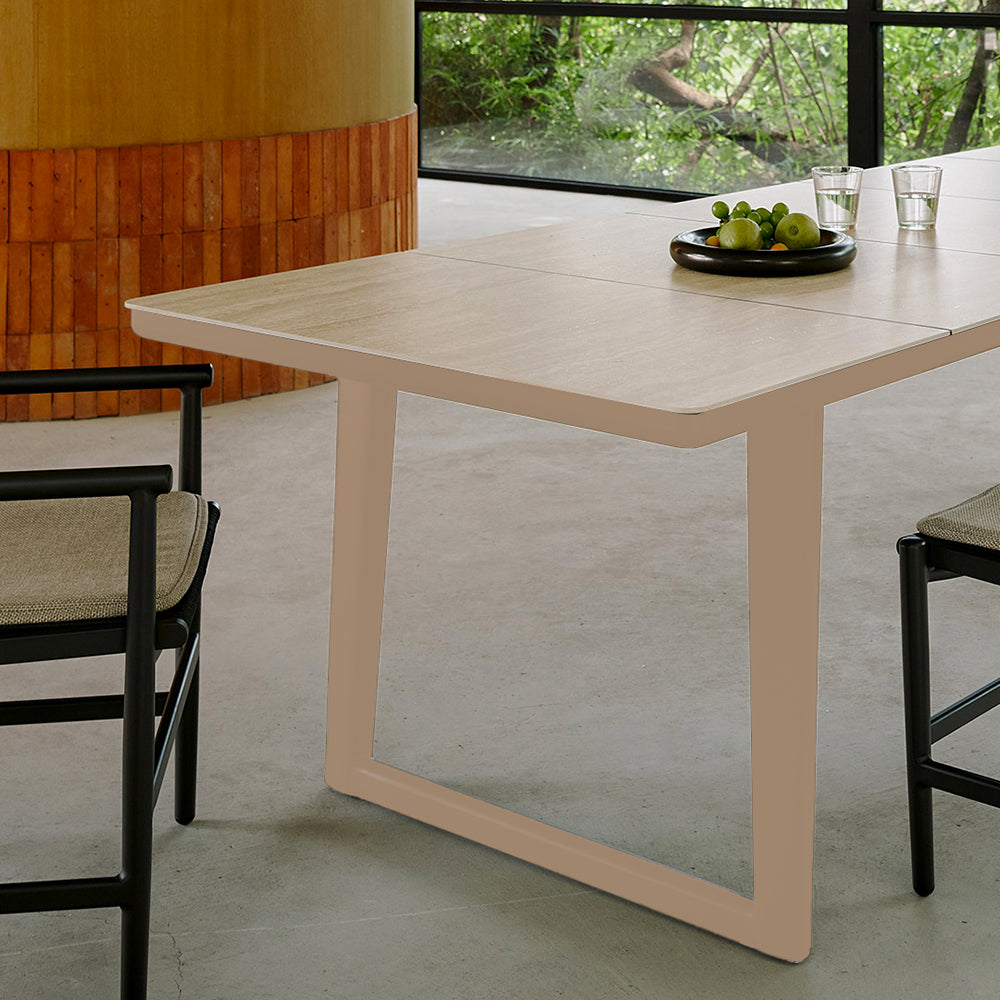 BAGEL RECTANGULAR DINING TABLE WITH CERAMIC TOP (U-SHAPED LEGS) KT8602G27CER - Outdoor Tables - ebarza Furniture UAE | Shop Modern Furniture in Abu Dhabi & Dubai - مفروشات ايبازرا في الامارات | تسوق اثاث عصري وديكورات مميزة في دبي وابوظبي