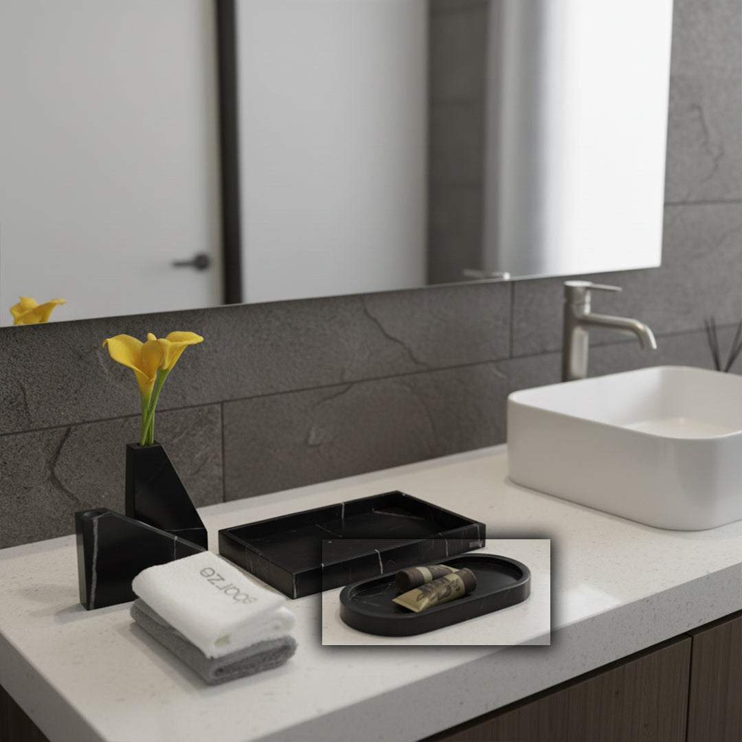 Black And White Root Oval Small Tray OHA890 - Trays - ebarza Furniture UAE | Shop Modern Furniture in Abu Dhabi & Dubai - مفروشات ايبازرا في الامارات | تسوق اثاث عصري وديكورات مميزة في دبي وابوظبي