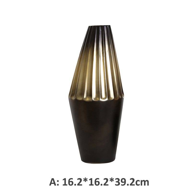 Black Gold Bottle-A Fa-D1943A - Vases - ebarza Furniture UAE | Shop Modern Furniture in Abu Dhabi & Dubai - مفروشات ايبازرا في الامارات | تسوق اثاث عصري وديكورات مميزة في دبي وابوظبي