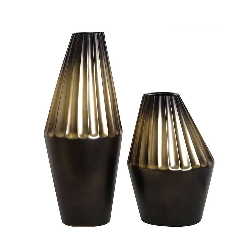 Black Gold Bottle-A Fa-D1943A - Vases - ebarza Furniture UAE | Shop Modern Furniture in Abu Dhabi & Dubai - مفروشات ايبازرا في الامارات | تسوق اثاث عصري وديكورات مميزة في دبي وابوظبي