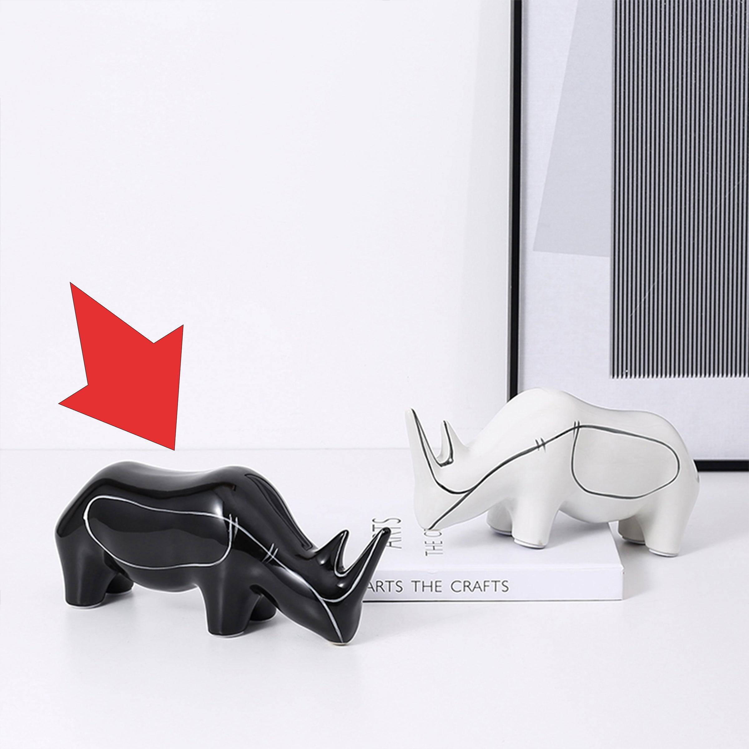 Black Hand Painted Rhino Ornament-A Fa-D21084A - Home Decor Figurines - ebarza Furniture UAE | Shop Modern Furniture in Abu Dhabi & Dubai - مفروشات ايبازرا في الامارات | تسوق اثاث عصري وديكورات مميزة في دبي وابوظبي