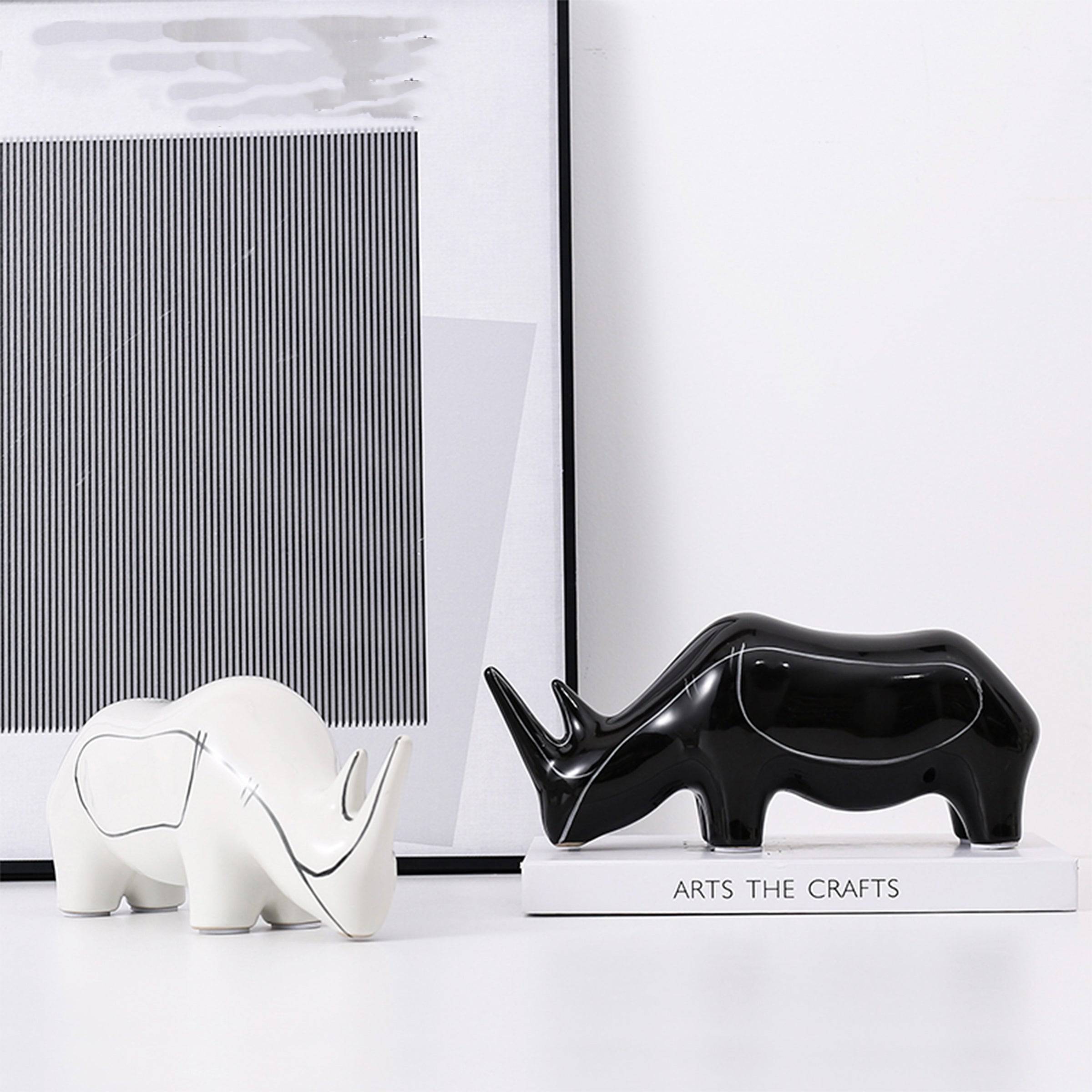 Black Hand Painted Rhino Ornament-A Fa-D21084A - Home Decor Figurines - ebarza Furniture UAE | Shop Modern Furniture in Abu Dhabi & Dubai - مفروشات ايبازرا في الامارات | تسوق اثاث عصري وديكورات مميزة في دبي وابوظبي