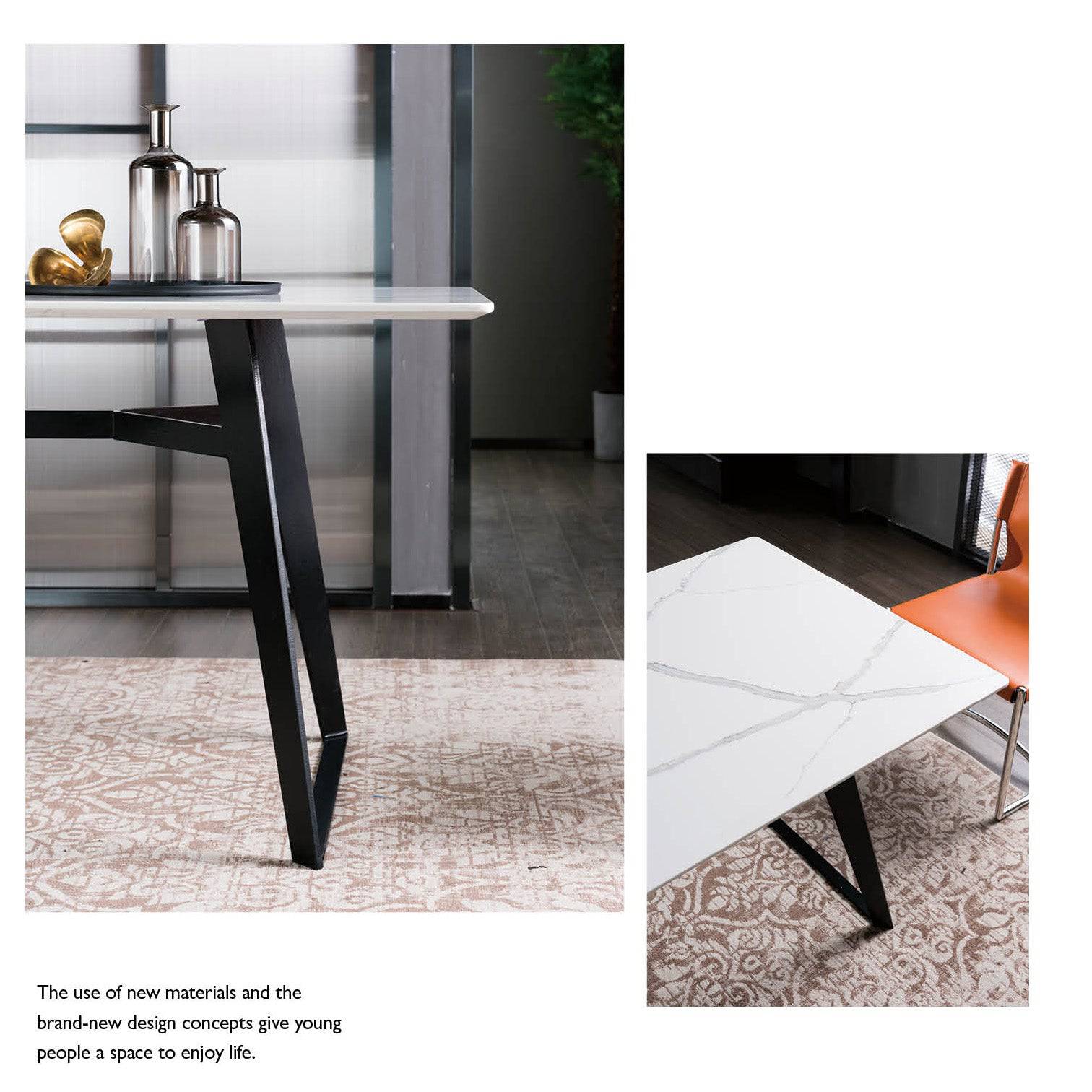 Black Jack Quartz Dinning Table Dt001 - Dining Tables - ebarza Furniture UAE | Shop Modern Furniture in Abu Dhabi & Dubai - مفروشات ايبازرا في الامارات | تسوق اثاث عصري وديكورات مميزة في دبي وابوظبي