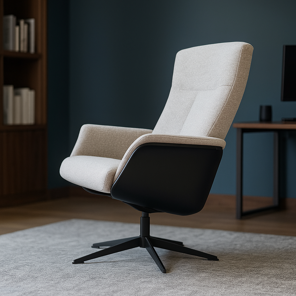 Black leather Swivel Lounge Chair SL-HJ3461 - Lounge Chairs - ebarza Furniture UAE | Shop Modern Furniture in Abu Dhabi & Dubai - مفروشات ايبازرا في الامارات | تسوق اثاث عصري وديكورات مميزة في دبي وابوظبي