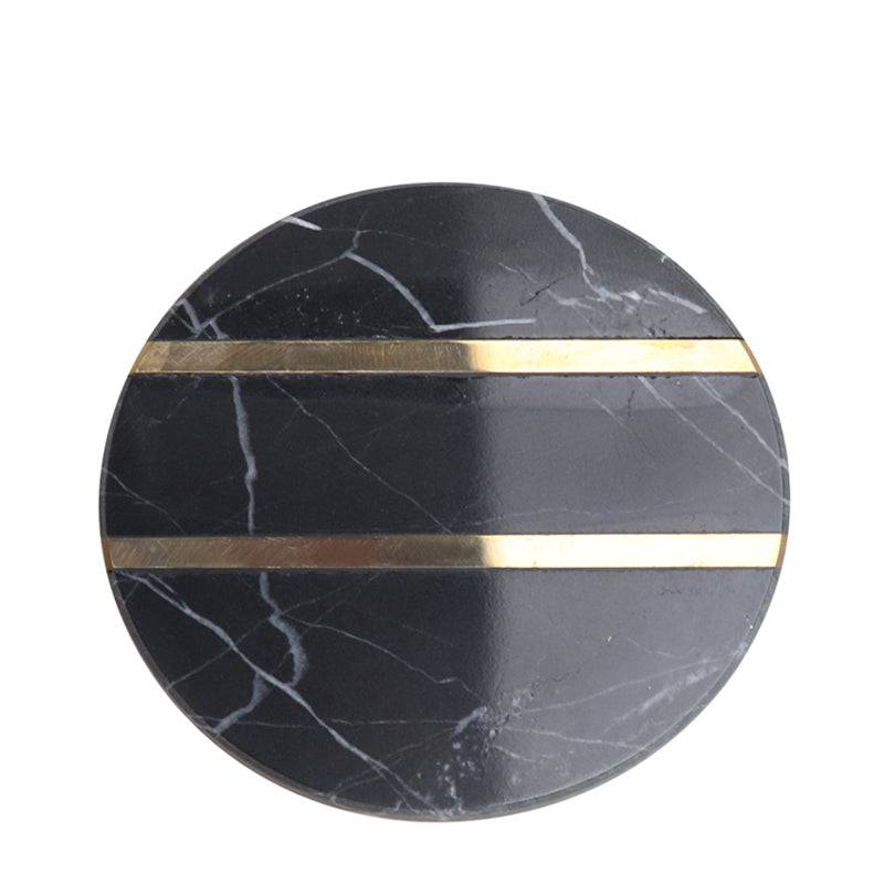 Black Marble Coaster Circular Fb-T1923A - Coasters - ebarza Furniture UAE | Shop Modern Furniture in Abu Dhabi & Dubai - مفروشات ايبازرا في الامارات | تسوق اثاث عصري وديكورات مميزة في دبي وابوظبي