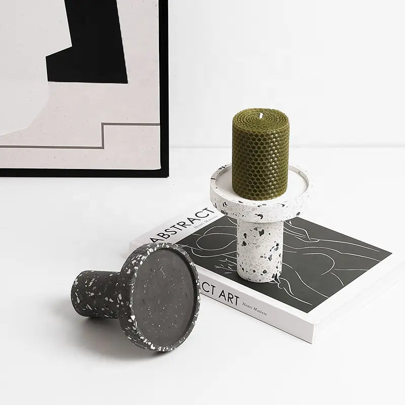 Black Terrazzo Candleholder FB-T2218B - Candle Holders - ebarza Furniture UAE | Shop Modern Furniture in Abu Dhabi & Dubai - مفروشات ايبازرا في الامارات | تسوق اثاث عصري وديكورات مميزة في دبي وابوظبي
