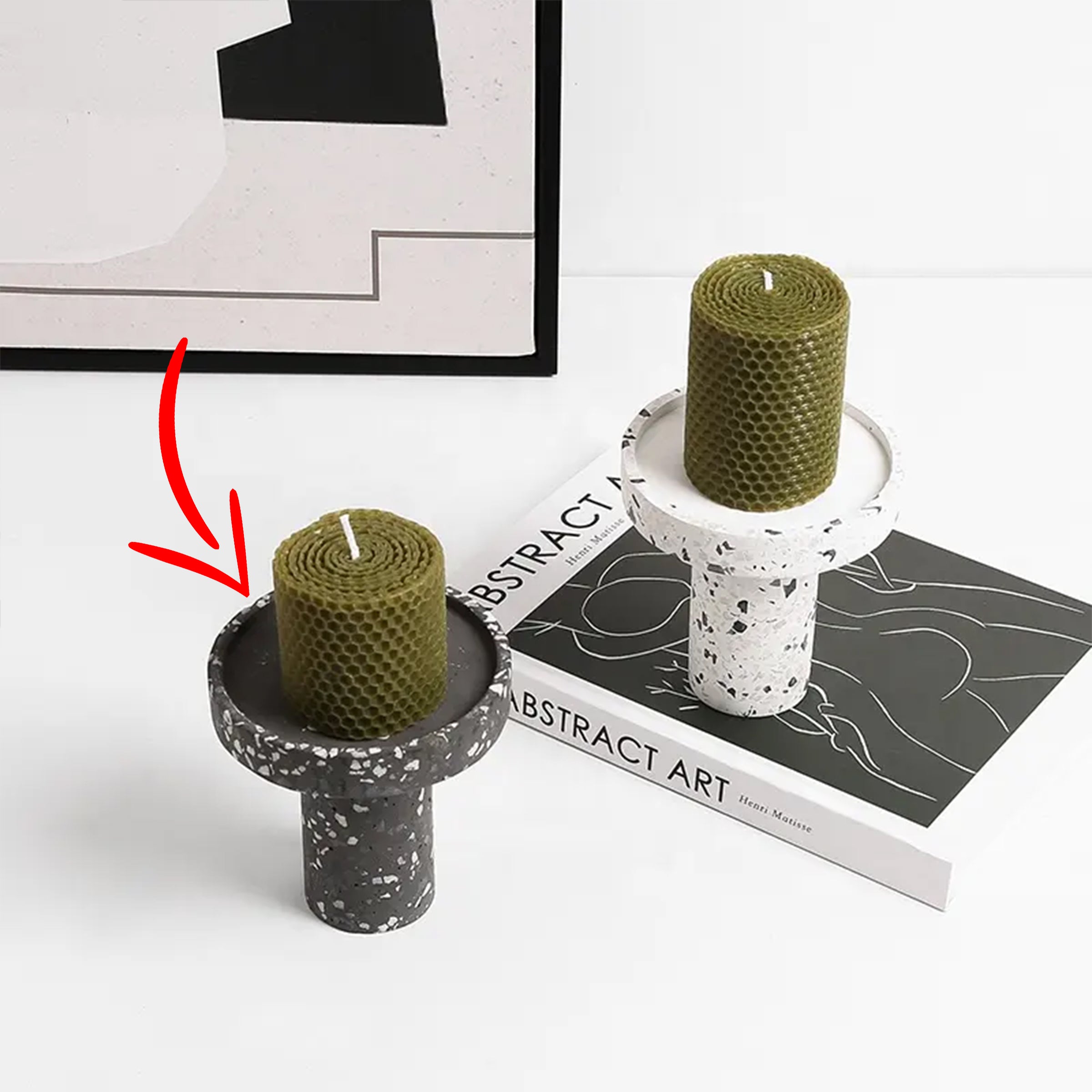 Black Terrazzo Candleholder FB-T2218B - Candle Holders - ebarza Furniture UAE | Shop Modern Furniture in Abu Dhabi & Dubai - مفروشات ايبازرا في الامارات | تسوق اثاث عصري وديكورات مميزة في دبي وابوظبي