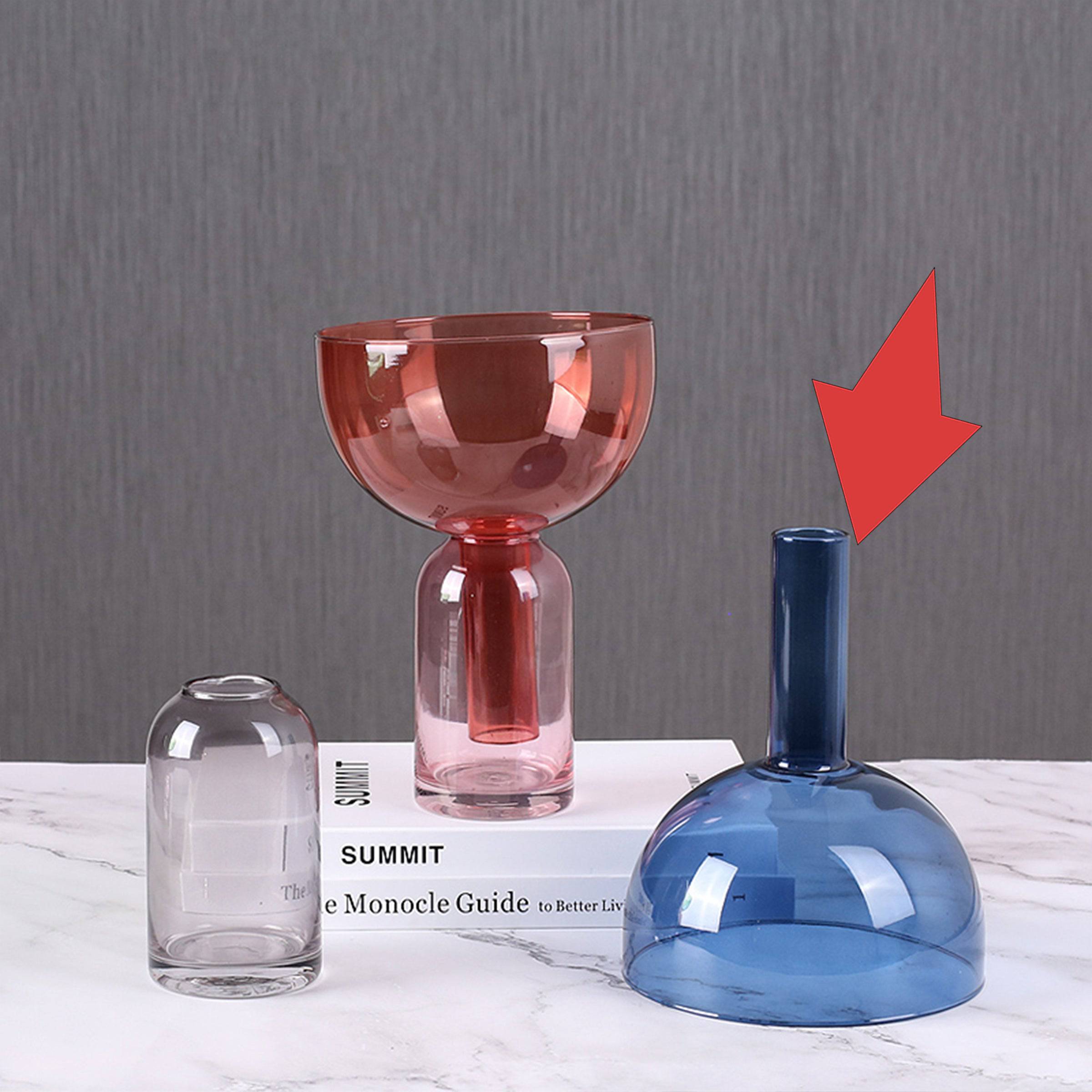 Blue Funnel Vase Fb-Zs2029B - Vases - ebarza Furniture UAE | Shop Modern Furniture in Abu Dhabi & Dubai - مفروشات ايبازرا في الامارات | تسوق اثاث عصري وديكورات مميزة في دبي وابوظبي