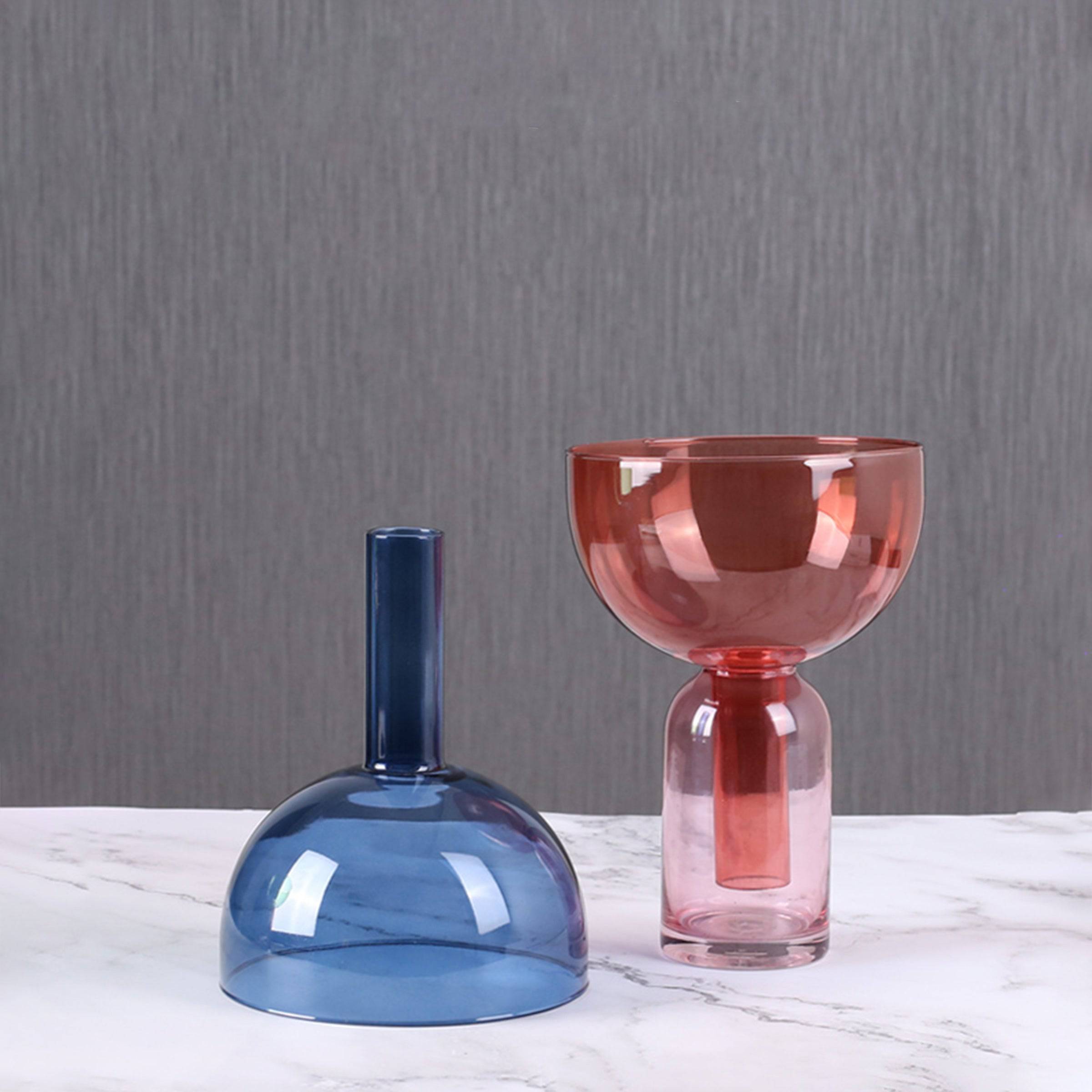 Blue Funnel Vase Fb-Zs2029B - Vases - ebarza Furniture UAE | Shop Modern Furniture in Abu Dhabi & Dubai - مفروشات ايبازرا في الامارات | تسوق اثاث عصري وديكورات مميزة في دبي وابوظبي