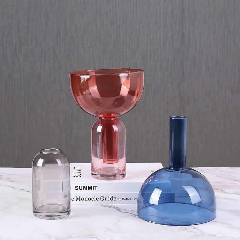 Blue Funnel Vase Fb-Zs2029B - Vases - ebarza Furniture UAE | Shop Modern Furniture in Abu Dhabi & Dubai - مفروشات ايبازرا في الامارات | تسوق اثاث عصري وديكورات مميزة في دبي وابوظبي