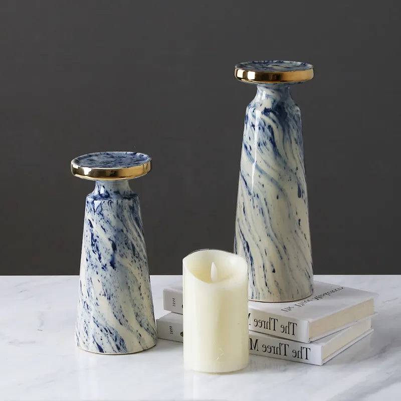 Blue Quicksand Candle Holder Fa-D1982A - Candle Holders - ebarza Furniture UAE | Shop Modern Furniture in Abu Dhabi & Dubai - مفروشات ايبازرا في الامارات | تسوق اثاث عصري وديكورات مميزة في دبي وابوظبي