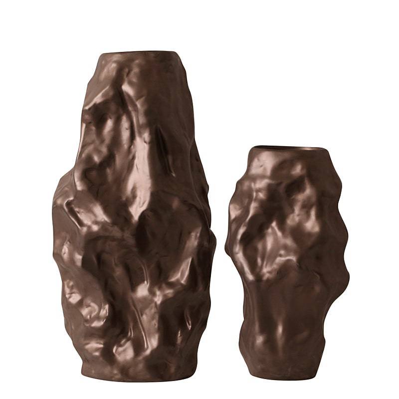 Brown Irregular Vase-B Fa-D2066B - Vases - ebarza Furniture UAE | Shop Modern Furniture in Abu Dhabi & Dubai - مفروشات ايبازرا في الامارات | تسوق اثاث عصري وديكورات مميزة في دبي وابوظبي
