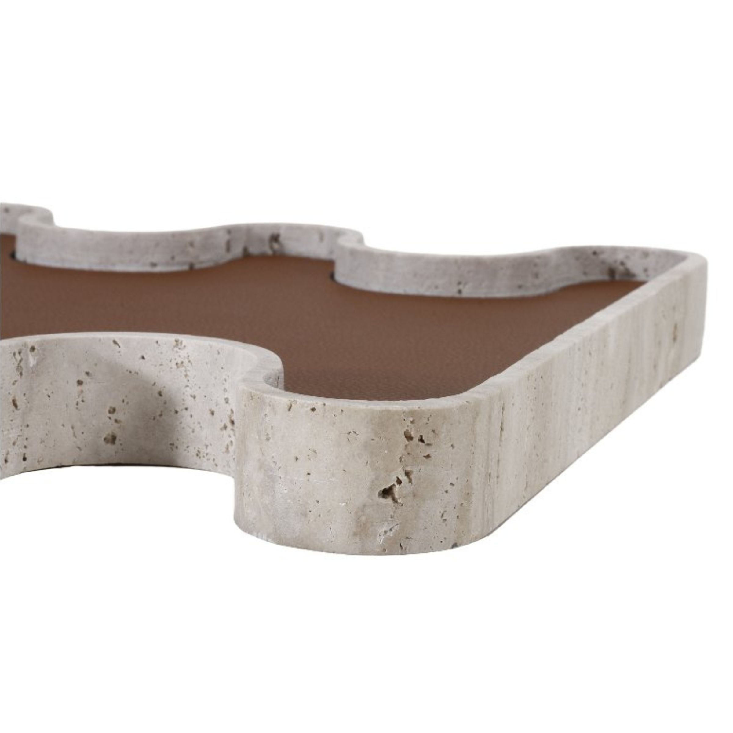 BROWN MARBLE LEATHER TRAY-L G1000L - Trays - ebarza Furniture UAE | Shop Modern Furniture in Abu Dhabi & Dubai - مفروشات ايبازرا في الامارات | تسوق اثاث عصري وديكورات مميزة في دبي وابوظبي