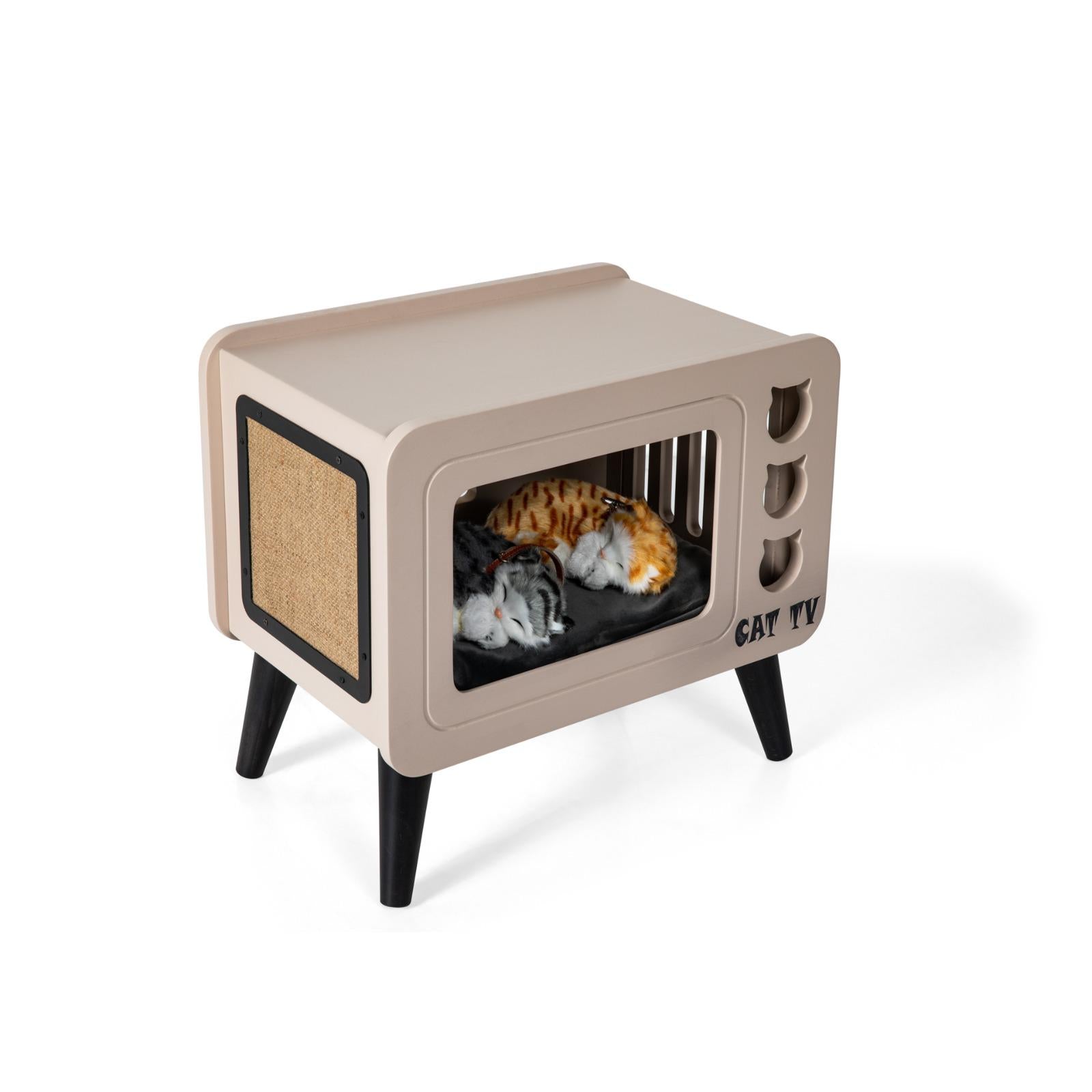 Cat Home & Vintage TV Coffee Table Cappuccino colour HW-CTCS1CT - Side Tables - ebarza Furniture UAE | Shop Modern Furniture in Abu Dhabi & Dubai - مفروشات ايبازرا في الامارات | تسوق اثاث عصري وديكورات مميزة في دبي وابوظبي