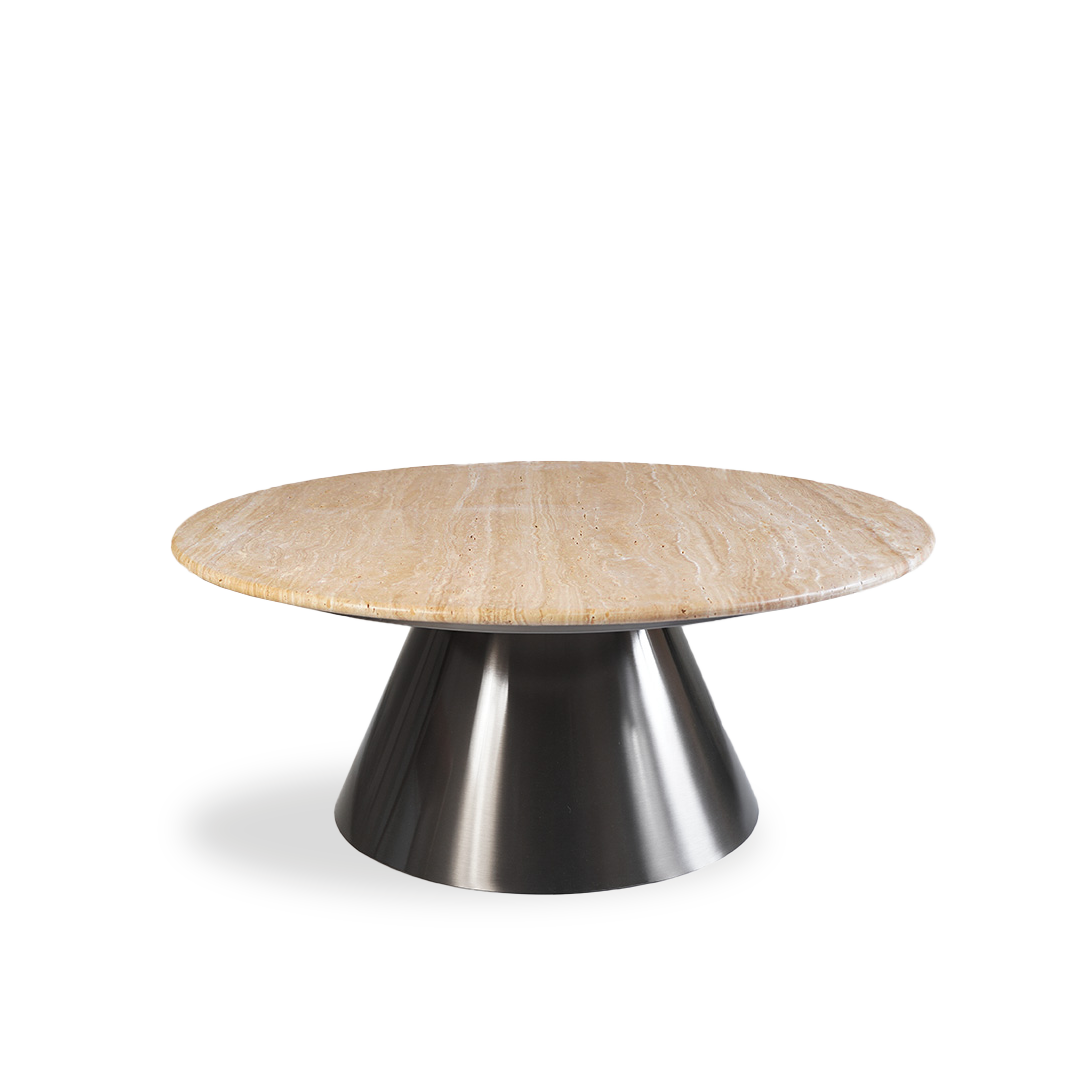 Travertine Top and Stainless Steel Base Coffee Table PZ-C08-B - Coffee tables - ebarza Furniture UAE | Shop Modern Furniture in Abu Dhabi & Dubai - مفروشات ايبازرا في الامارات | تسوق اثاث عصري وديكورات مميزة في دبي وابوظبي