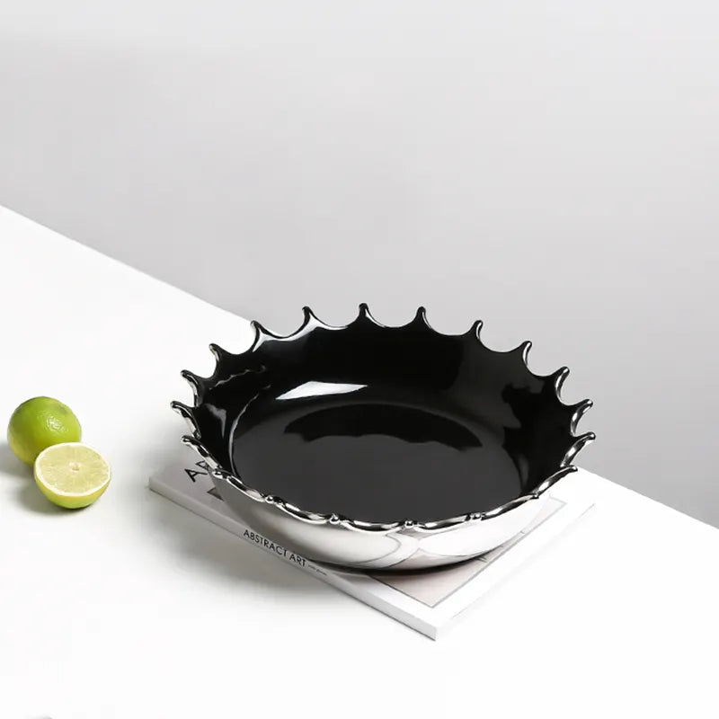 Chrome Look Ceramic Decorative Bowl FD-D22147 - Bowls - ebarza Furniture UAE | Shop Modern Furniture in Abu Dhabi & Dubai - مفروشات ايبازرا في الامارات | تسوق اثاث عصري وديكورات مميزة في دبي وابوظبي