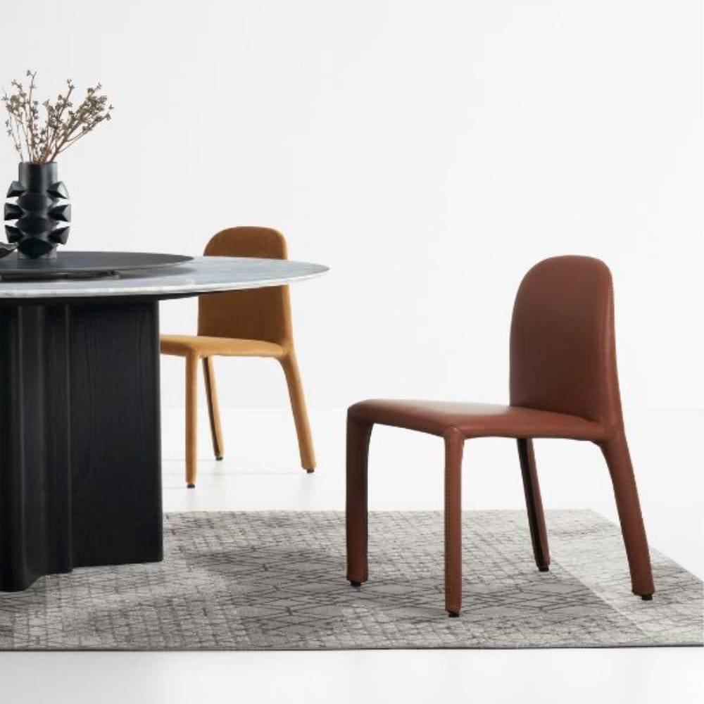 Clay Leather Dining Chair DC019 - Chairs - ebarza Furniture UAE | Shop Modern Furniture in Abu Dhabi & Dubai - مفروشات ايبازرا في الامارات | تسوق اثاث عصري وديكورات مميزة في دبي وابوظبي