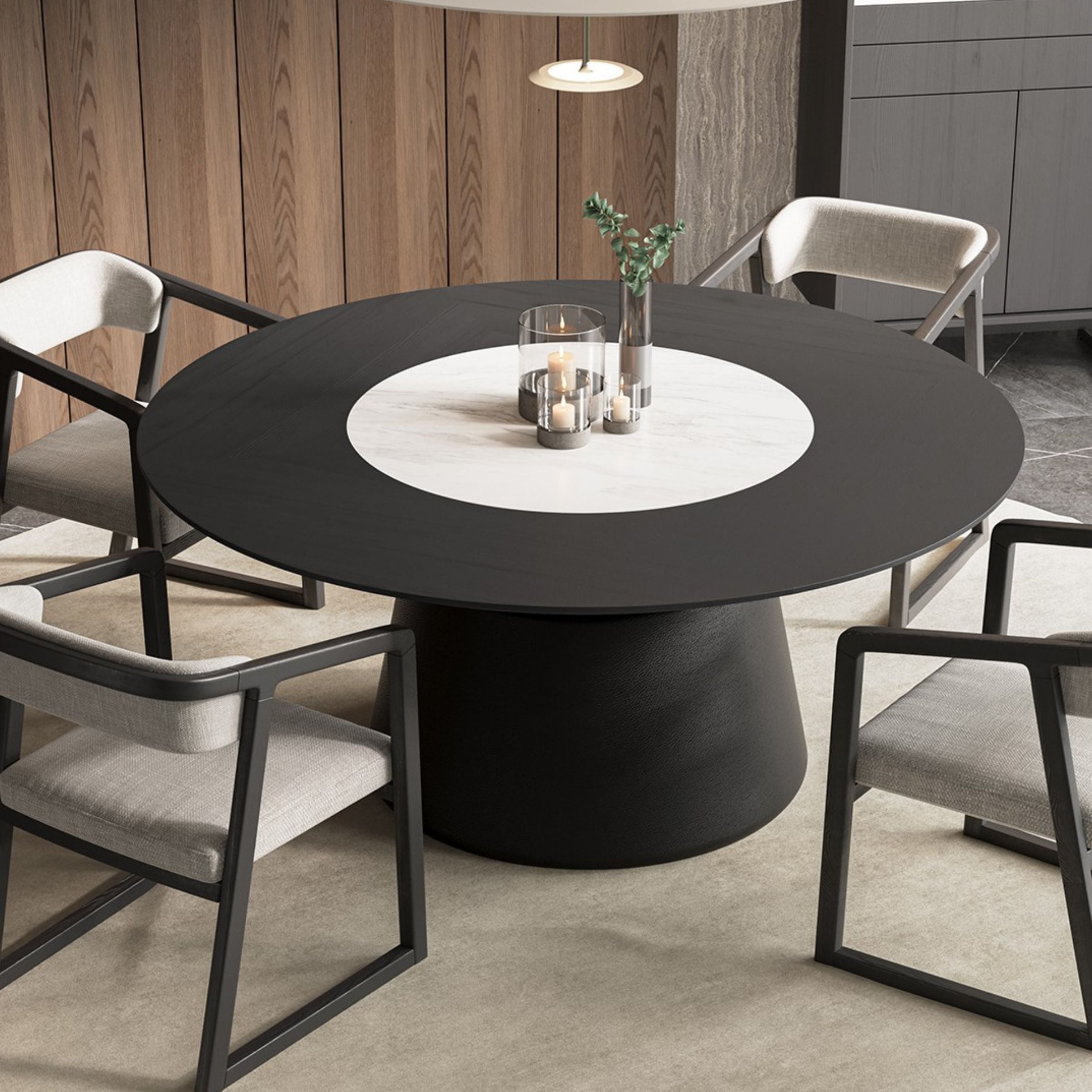 Collect Grey Round Dining Table 190cm YLCG-DTR190 - Dining Tables - ebarza Furniture UAE | Shop Modern Furniture in Abu Dhabi & Dubai - مفروشات ايبازرا في الامارات | تسوق اثاث عصري وديكورات مميزة في دبي وابوظبي