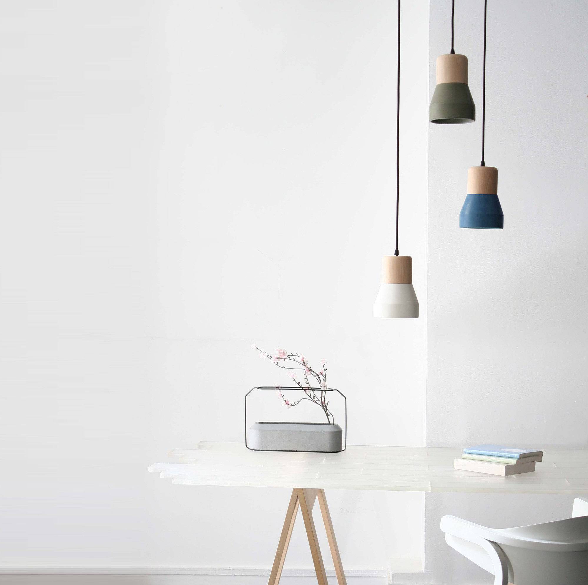 Concrete And Wood Lamp Bpmt06-W+G - Pendant Lamps - ebarza Furniture UAE | Shop Modern Furniture in Abu Dhabi & Dubai - مفروشات ايبازرا في الامارات | تسوق اثاث عصري وديكورات مميزة في دبي وابوظبي