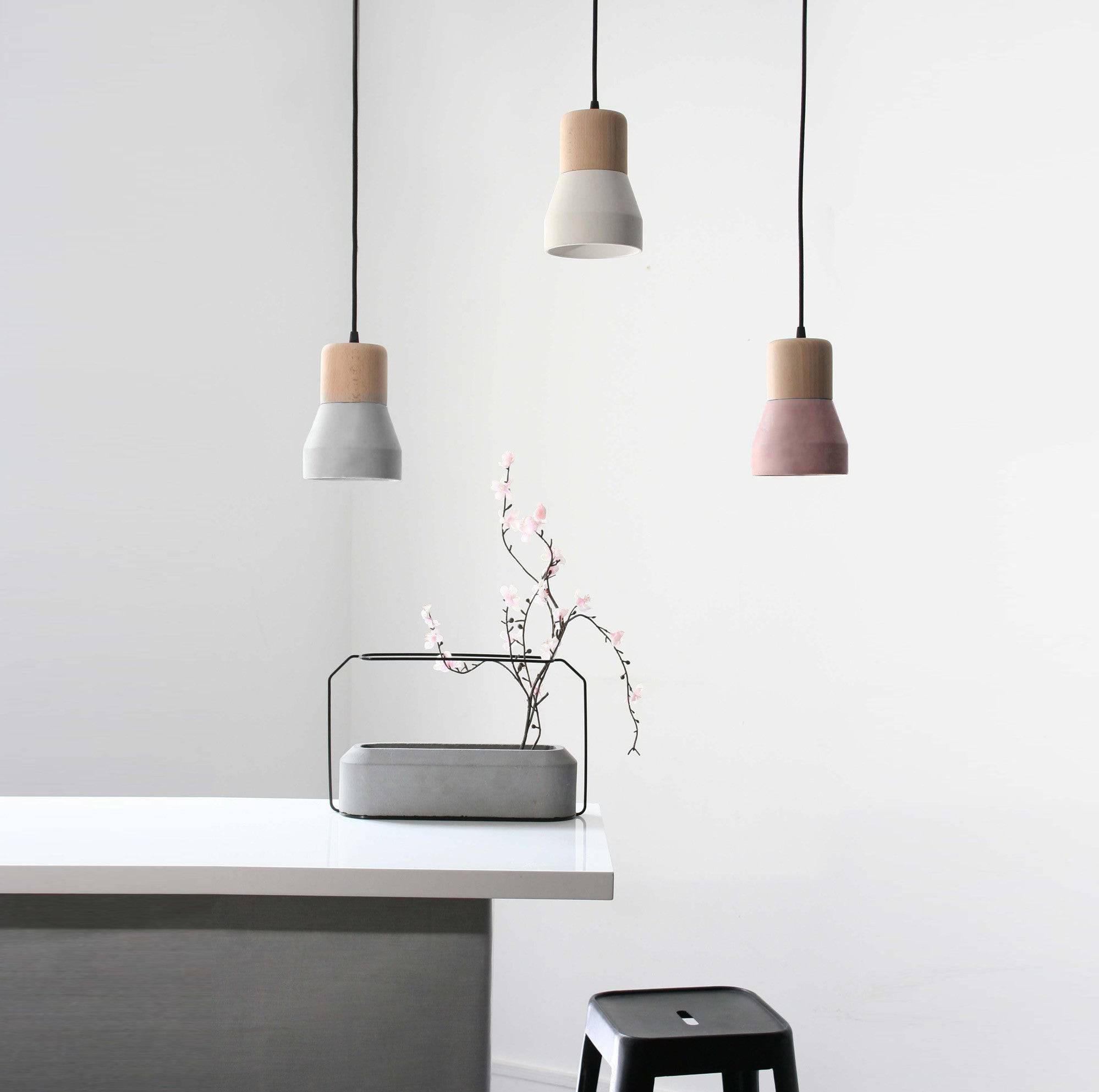 Concrete And Wood Lamp Bpmt06-W+G - Pendant Lamps - ebarza Furniture UAE | Shop Modern Furniture in Abu Dhabi & Dubai - مفروشات ايبازرا في الامارات | تسوق اثاث عصري وديكورات مميزة في دبي وابوظبي