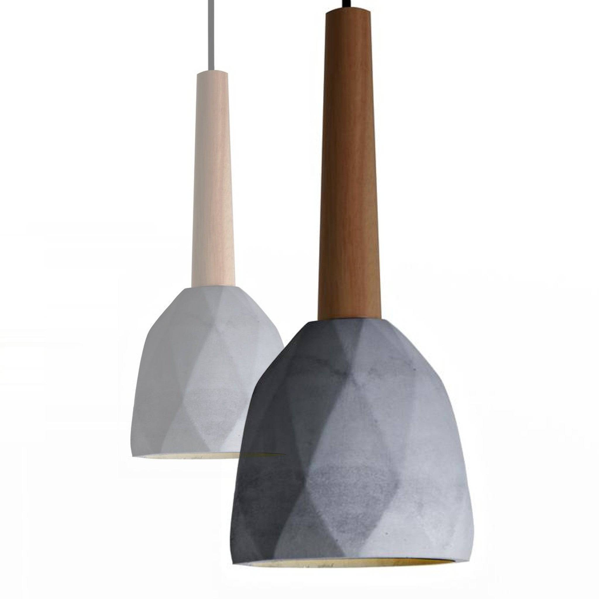 Convex Concrete And Wood Lamp Large Bpmt11-W-Xl - Pendant Lamps - ebarza Furniture UAE | Shop Modern Furniture in Abu Dhabi & Dubai - مفروشات ايبازرا في الامارات | تسوق اثاث عصري وديكورات مميزة في دبي وابوظبي