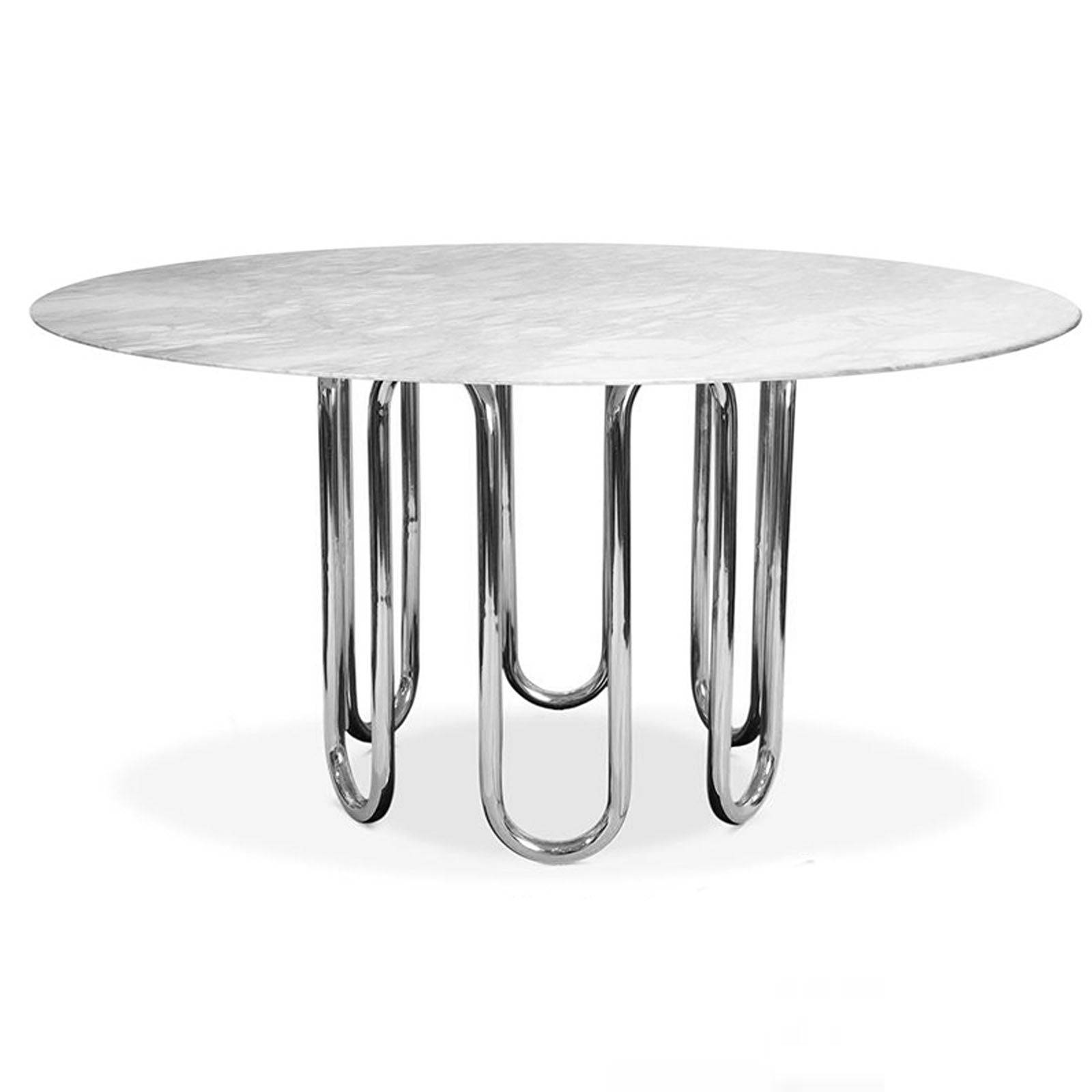 Crown Dining Table With Faux Marble Tg-345-C - Dining Tables - ebarza Furniture UAE | Shop Modern Furniture in Abu Dhabi & Dubai - مفروشات ايبازرا في الامارات | تسوق اثاث عصري وديكورات مميزة في دبي وابوظبي