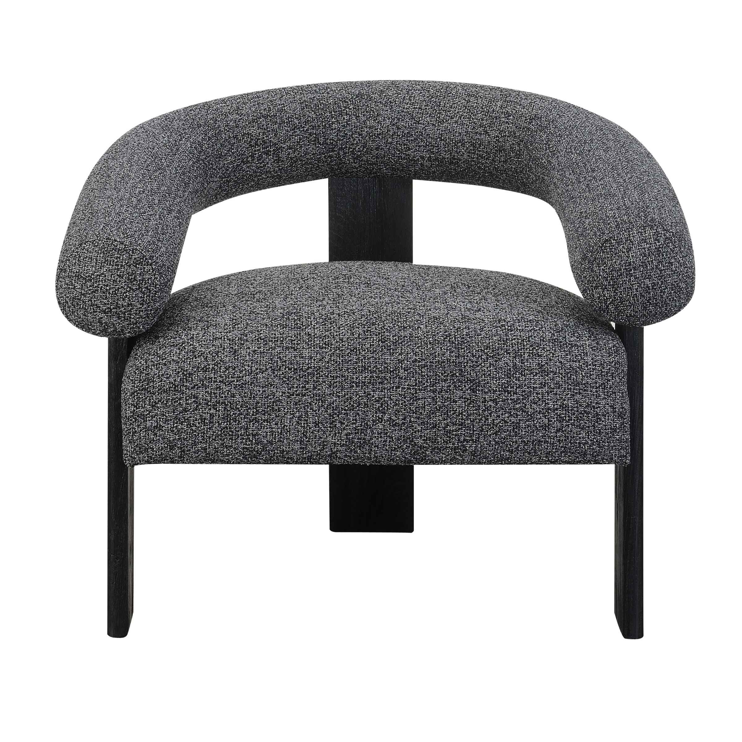 Curved Back Wishbone Chair With Black Legs-Gray 17043-03 - Armchairs - ebarza Furniture UAE | Shop Modern Furniture in Abu Dhabi & Dubai - مفروشات ايبازرا في الامارات | تسوق اثاث عصري وديكورات مميزة في دبي وابوظبي