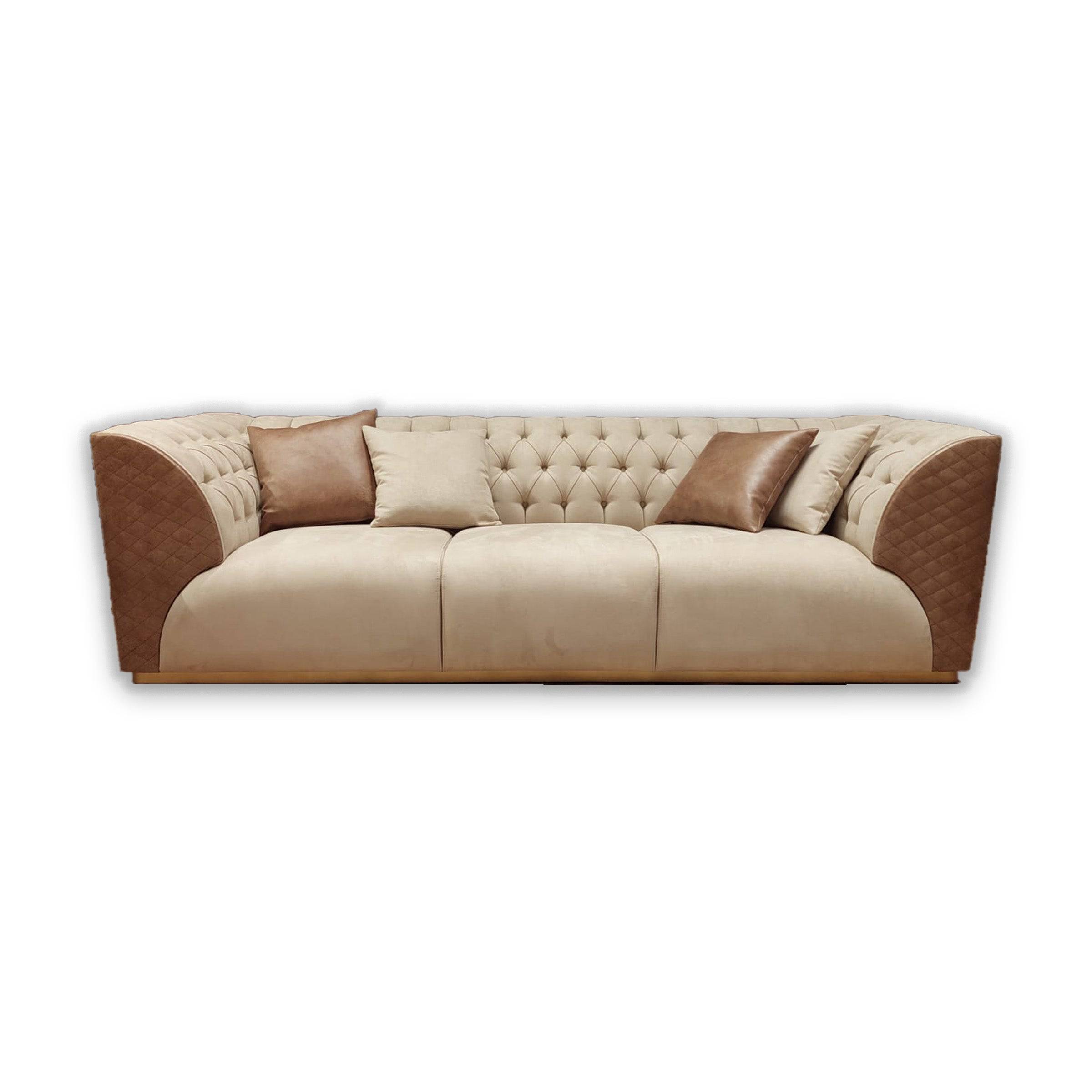 Delfina 3 Seater Sofa Delf-3S(Light Brown) - Sofas - ebarza Furniture UAE | Shop Modern Furniture in Abu Dhabi & Dubai - مفروشات ايبازرا في الامارات | تسوق اثاث عصري وديكورات مميزة في دبي وابوظبي