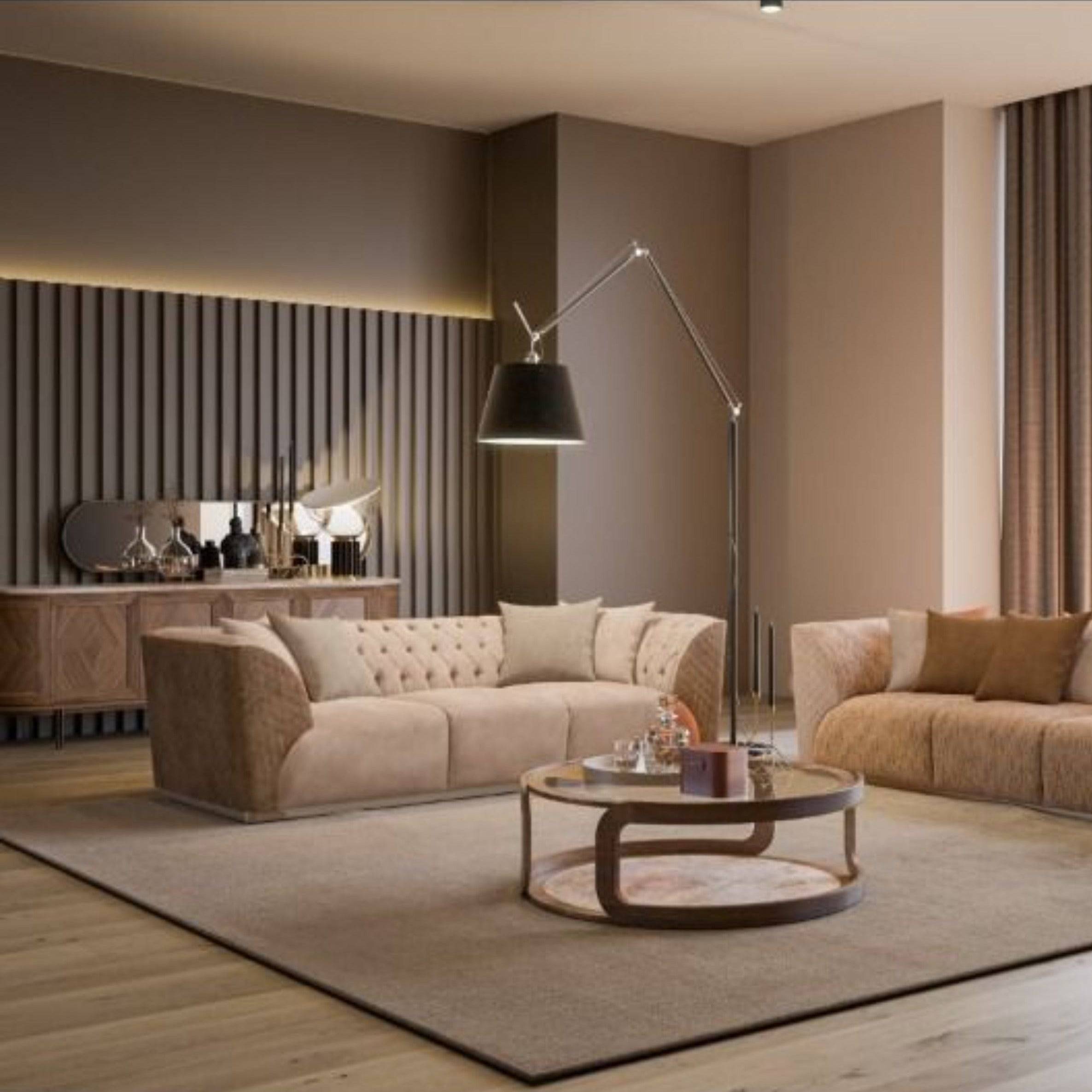 Delfina 3 Seater Sofa Delf-3S(Light Brown) - Sofas - ebarza Furniture UAE | Shop Modern Furniture in Abu Dhabi & Dubai - مفروشات ايبازرا في الامارات | تسوق اثاث عصري وديكورات مميزة في دبي وابوظبي