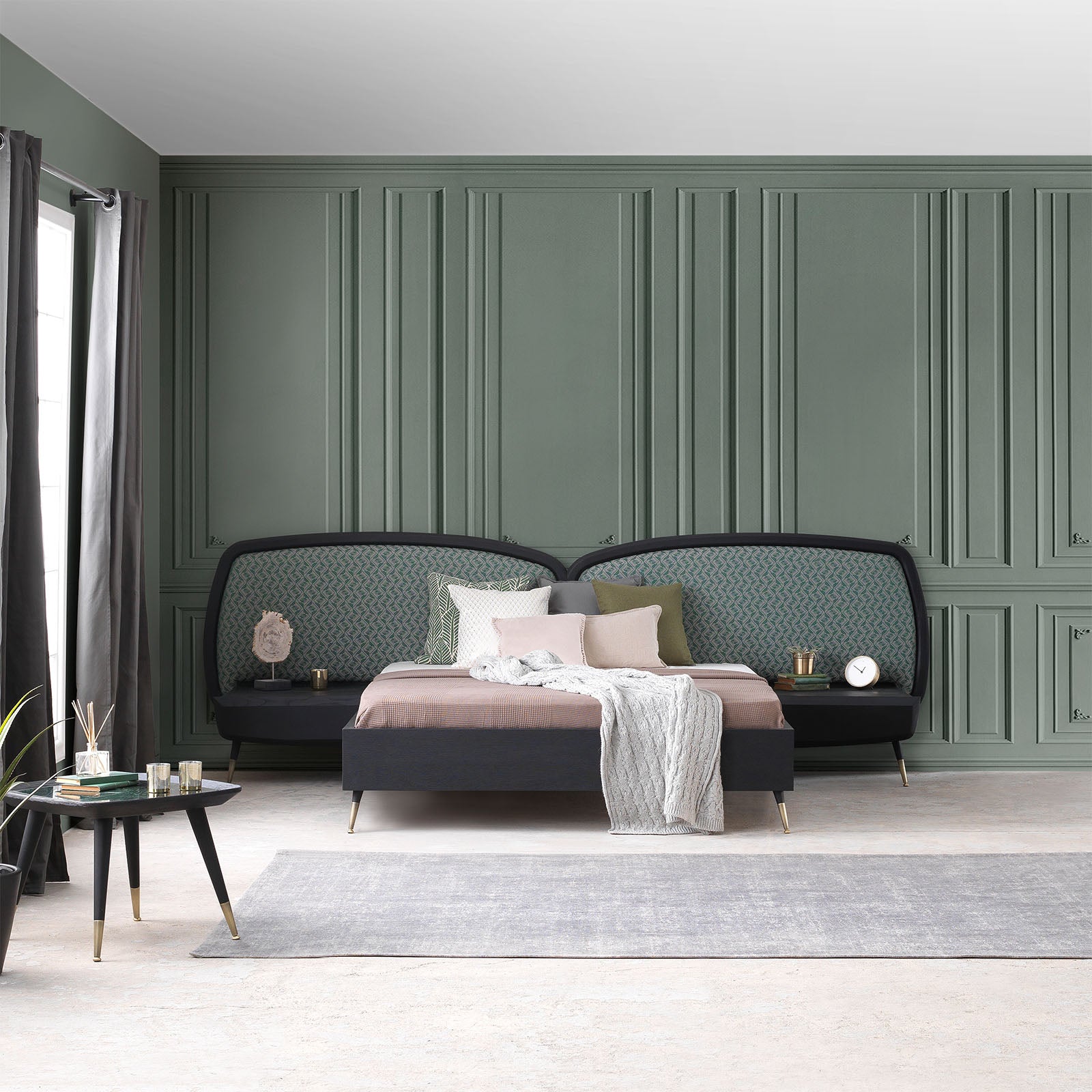 Display Item Bug Bedstead + 2 Nightstand Tables Bug-Bed-Nkaheel - DISPLAY ITEM - ebarza Furniture UAE | Shop Modern Furniture in Abu Dhabi & Dubai - مفروشات ايبازرا في الامارات | تسوق اثاث عصري وديكورات مميزة في دبي وابوظبي