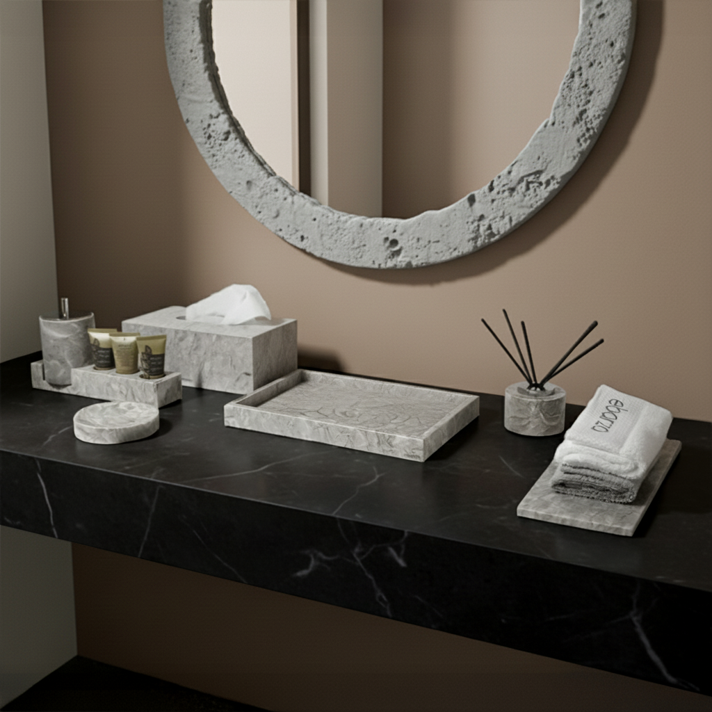 Bawang Flower Marble Rectangular Large Tray RHD892 - Trays - ebarza Furniture UAE | Shop Modern Furniture in Abu Dhabi & Dubai - مفروشات ايبازرا في الامارات | تسوق اثاث عصري وديكورات مميزة في دبي وابوظبي