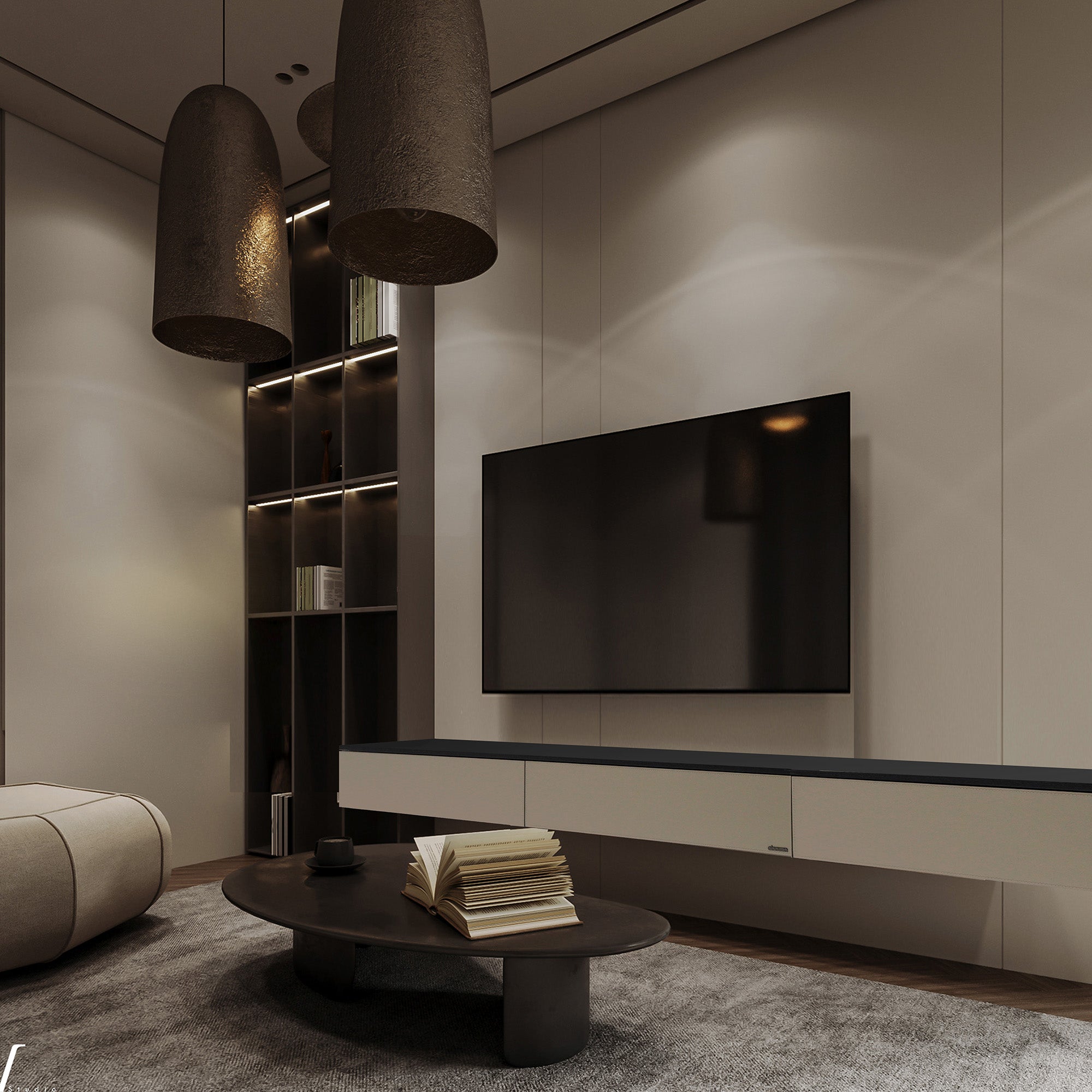 Suspended / Hanged Modular Wall Unit / Dresser / TV Unit 160CM MLL-CUS01-M5 Beige - Storage/TV Unites - ebarza Furniture UAE | Shop Modern Furniture in Abu Dhabi & Dubai - مفروشات ايبازرا في الامارات | تسوق اثاث عصري وديكورات مميزة في دبي وابوظبي