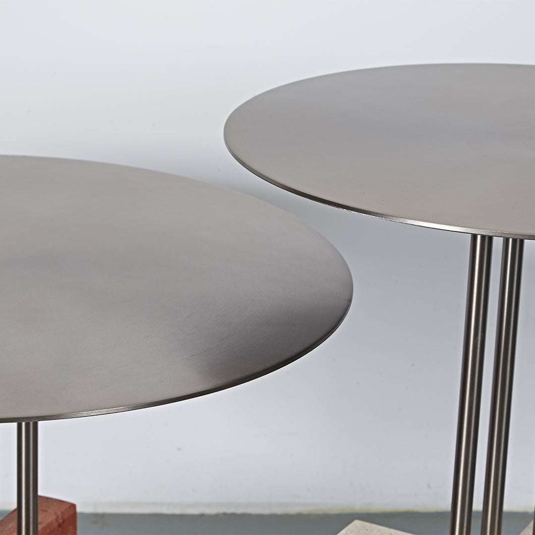 Elysian Travertine Side Table JA043-A - Side Tables - ebarza Furniture UAE | Shop Modern Furniture in Abu Dhabi & Dubai - مفروشات ايبازرا في الامارات | تسوق اثاث عصري وديكورات مميزة في دبي وابوظبي