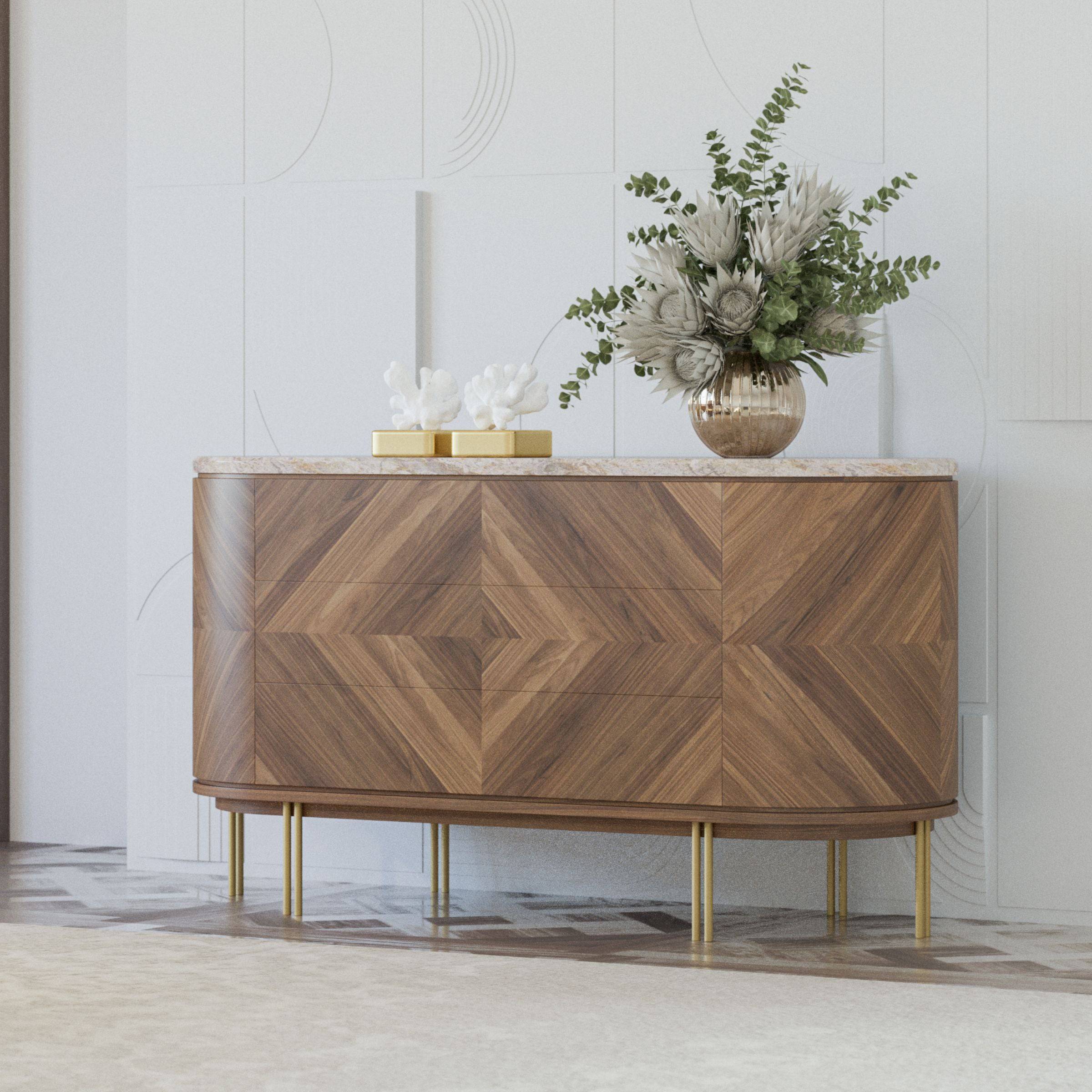 Eva Natural Marble Dresser Eva-Dresser - Dressers - ebarza Furniture UAE | Shop Modern Furniture in Abu Dhabi & Dubai - مفروشات ايبازرا في الامارات | تسوق اثاث عصري وديكورات مميزة في دبي وابوظبي